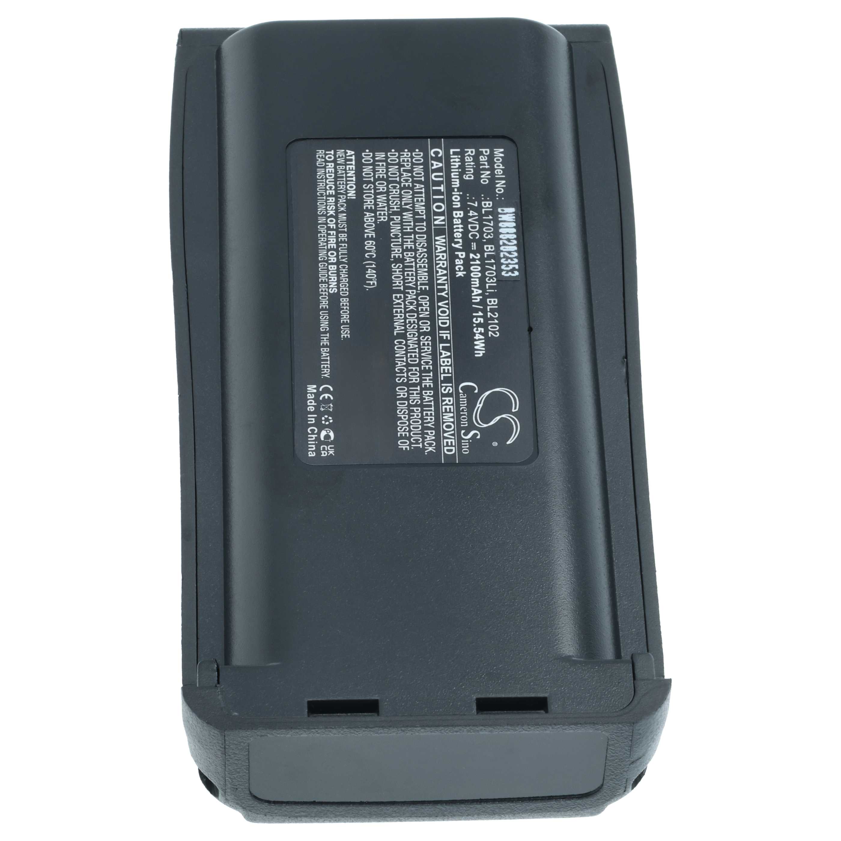 Radio 5x Battery replaces Hyt BL2102, BL1703Li, BL1703, BL-2102Li, BH1801 - 2100 mAh 7.4 V Li-Ion + Belt Clip