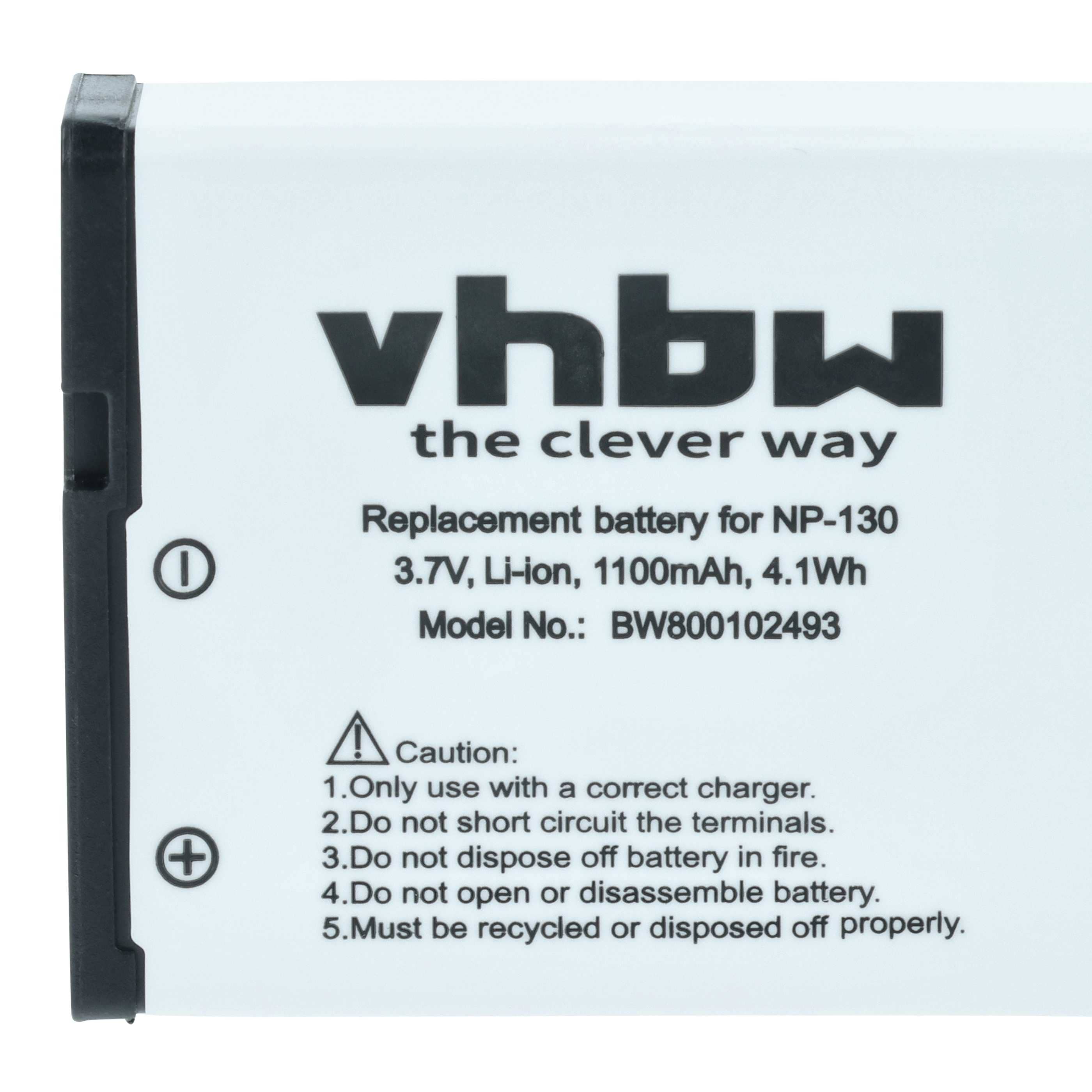 2x Battery replaces Casio NP-130, NP-130A - 1100mAh, 3.6V, Li-Ion