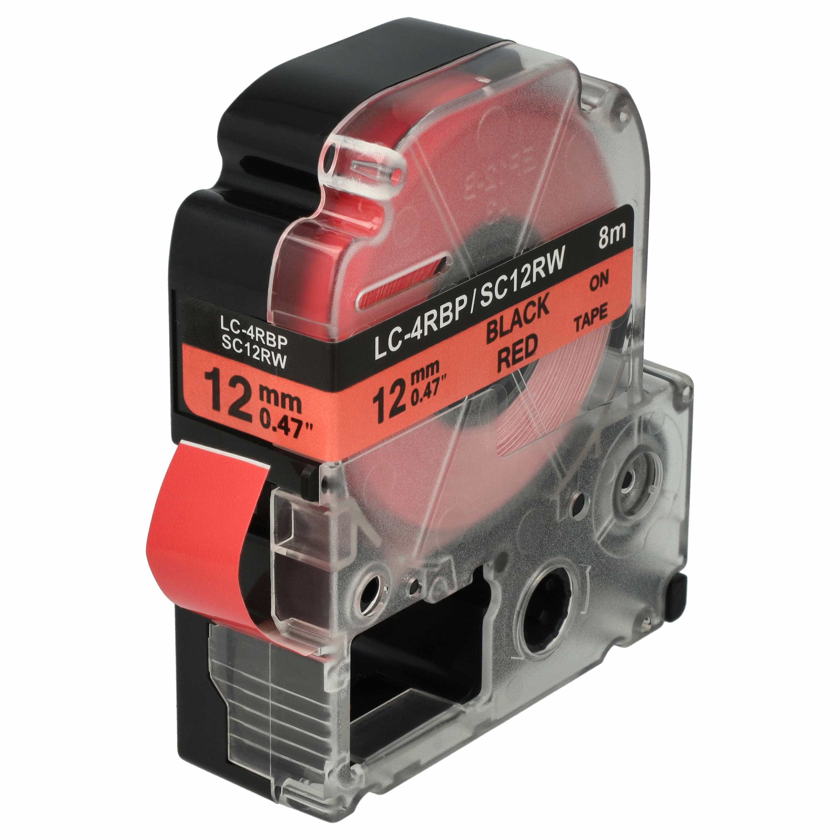Label Tape replaces Epson LC-4YRN - 12 mm Black to Red