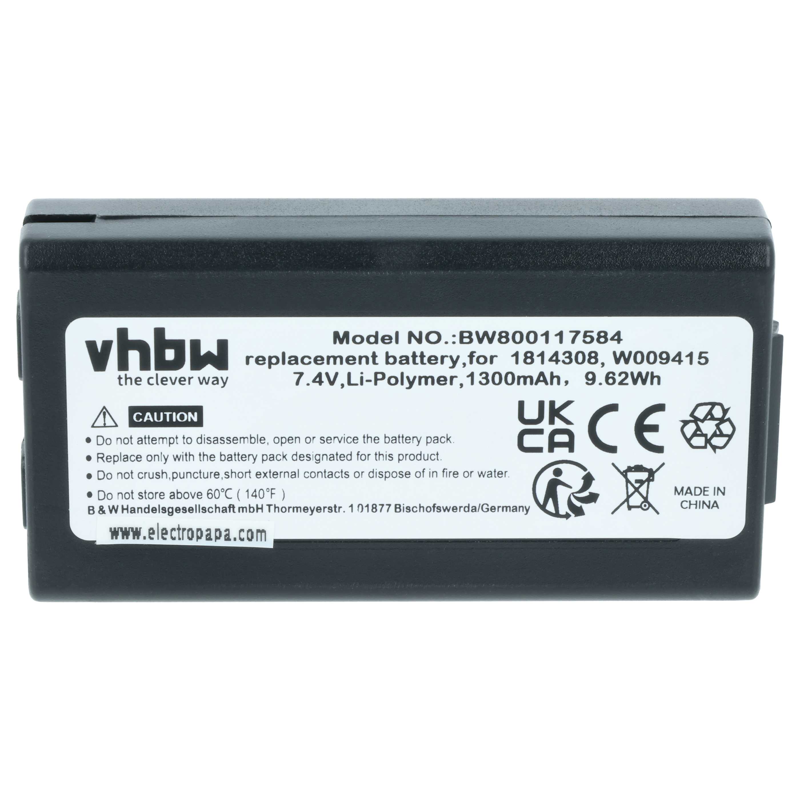 Batteria sostituisce Dymo W009415, 643463, 1814308 per stampante - 1300mAh 7,4V Li-Poly