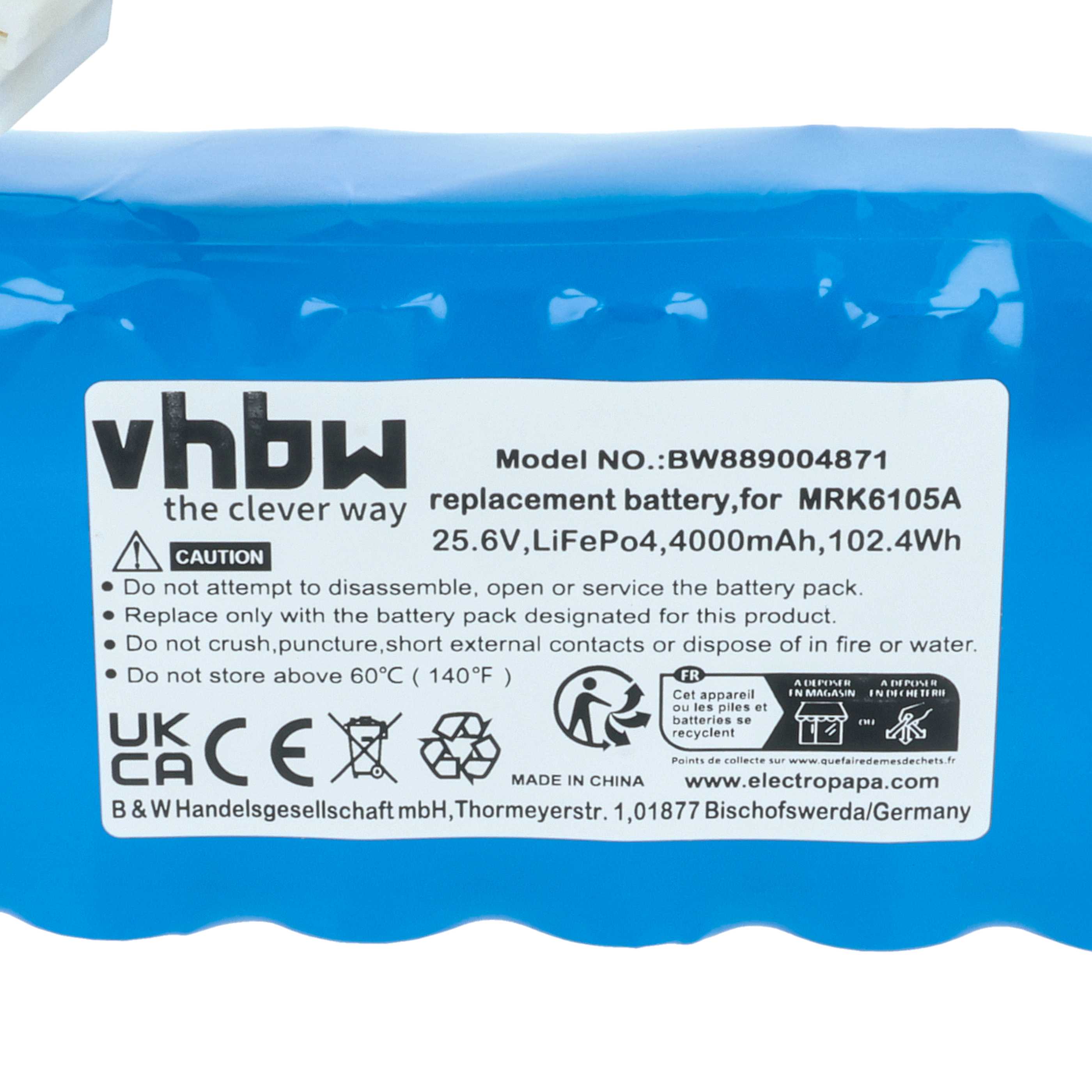 Batteria sostituisce BAT6000C, BAT6000A, MRK6103A, BAT6001B per tagliaerba - 4000mAh 25,6V LiFePO4