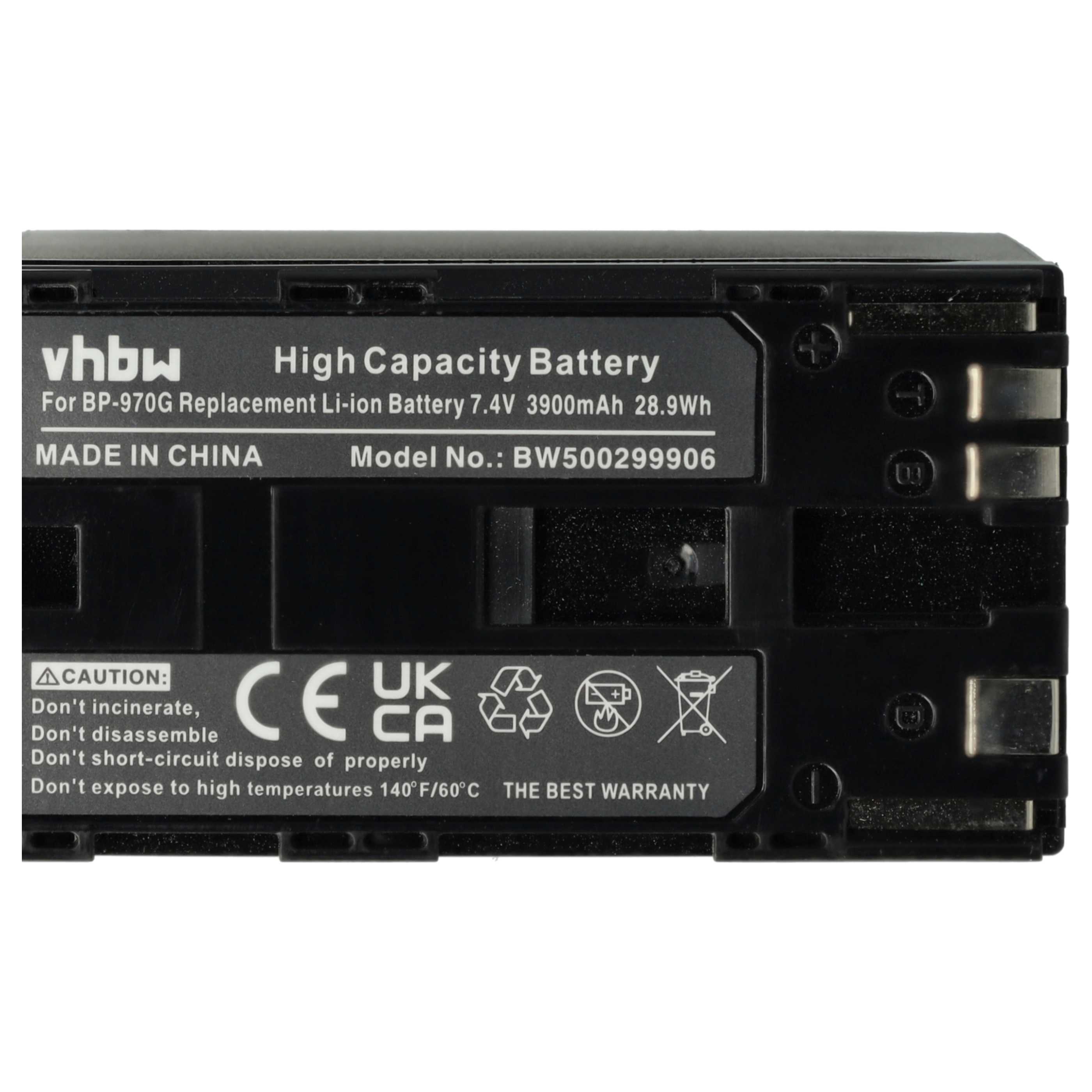 Videocamera 2x Battery replaces Canon BP-955, BP-925, BP-975, BP-970G - 6000 mAh 7.4 V Li-Ion