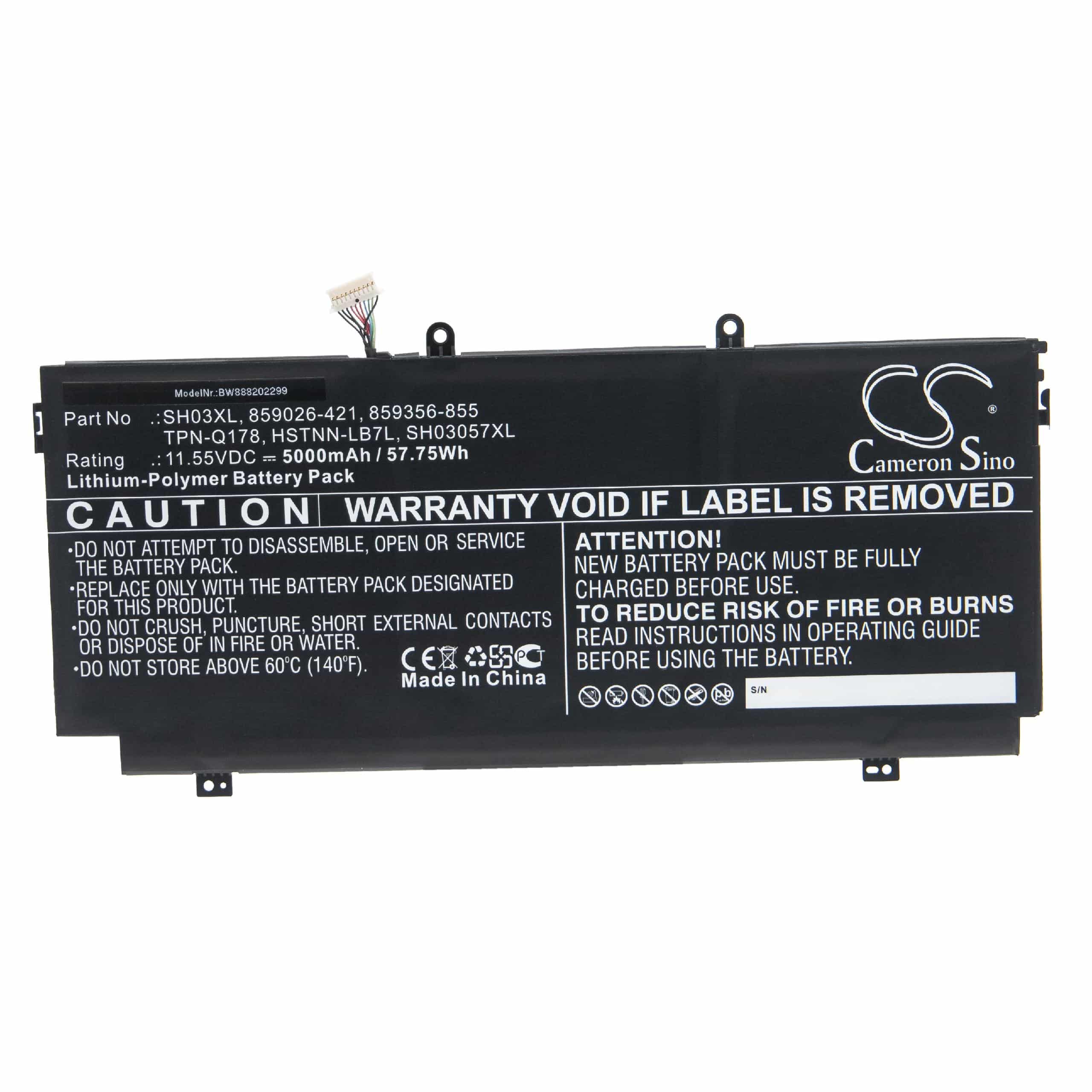 Notebook Battery replaces HP 859356-855, HSTNN-LB7L, 859026-421 - 5000 mAh 11.55 V Li-polymer, black