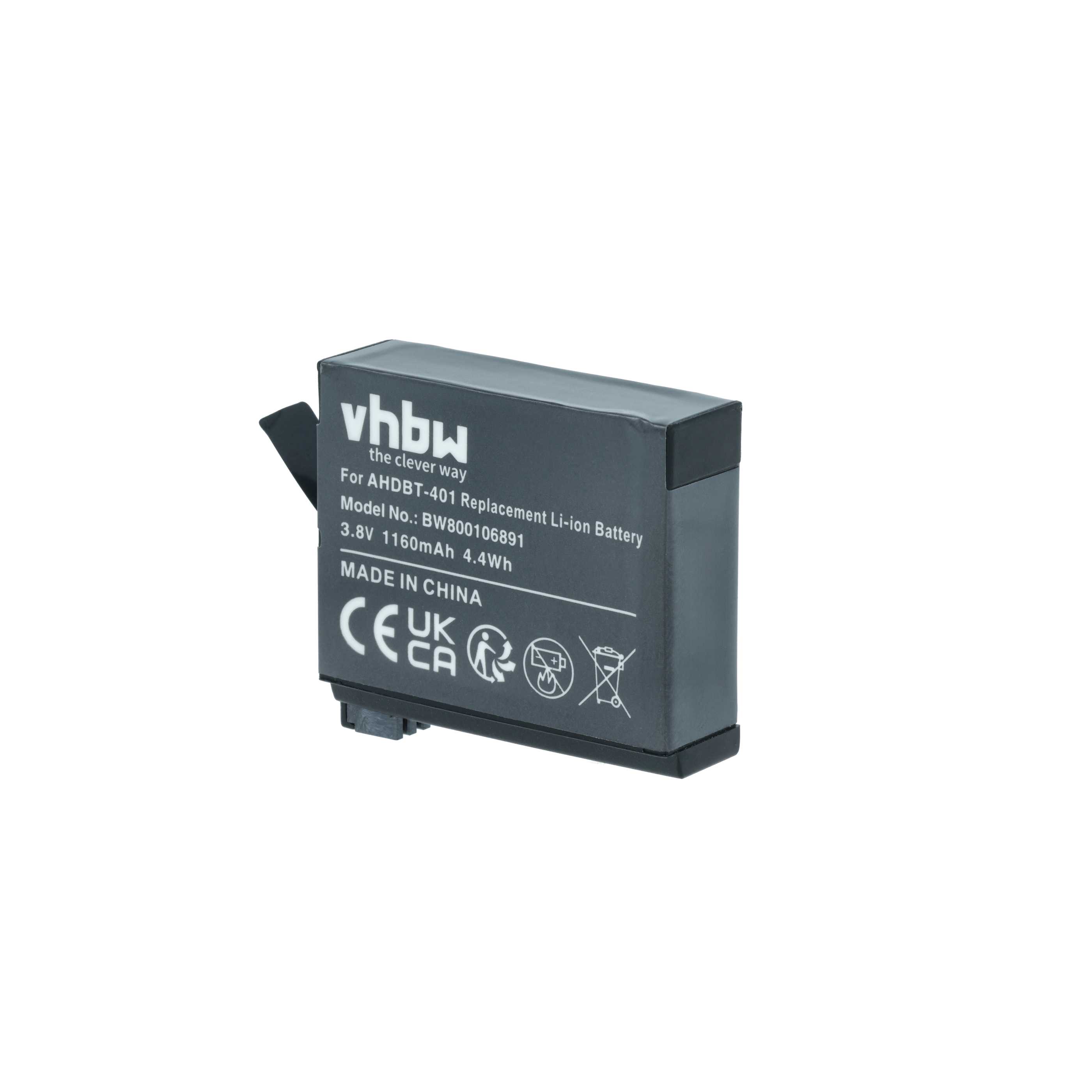 Videocamera 2x Battery replaces GoPro AHDBT-401, 335-06532-000 - 1160 mAh 3.7 V Li-Ion