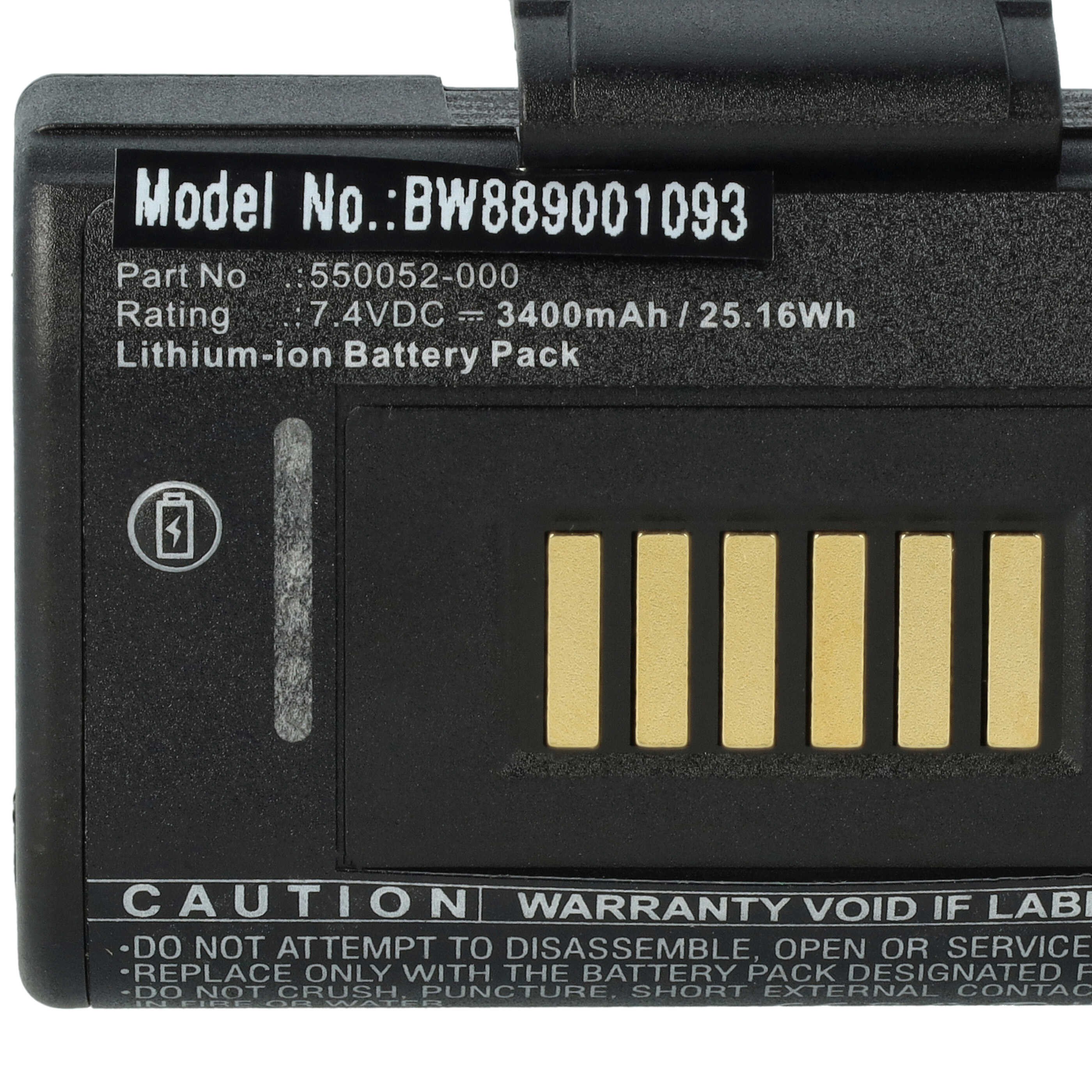 Batería reemplaza Datamax 550052-000 para impresora Honeywell - 3400 mAh 7,4 V Li-Ion