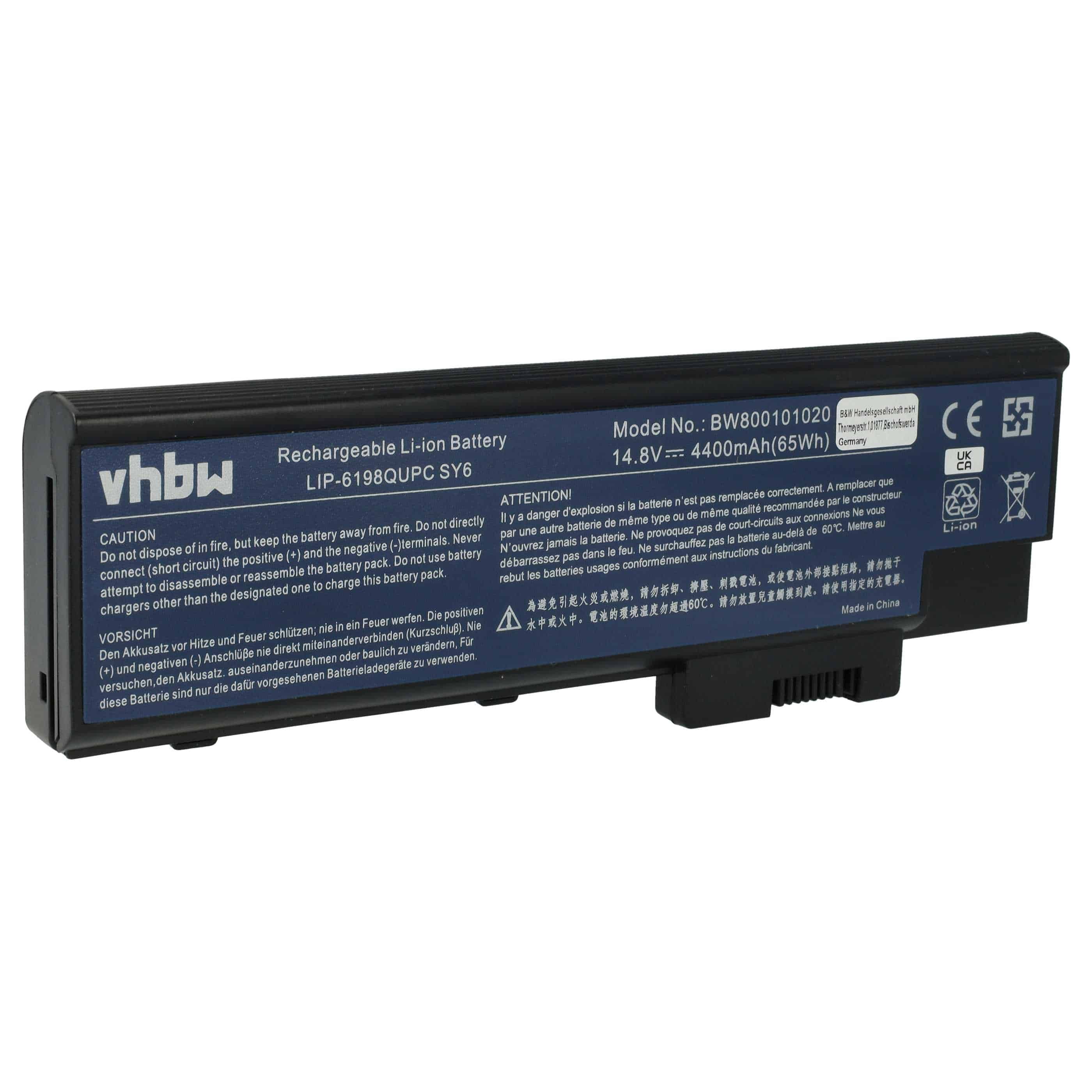 Akumulator do laptopa zamiennik Acer 4UR18650F-2-QC218, 3UR18650Y-2-QC236 - 4400 mAh 14,8 V Li-Ion, czarny