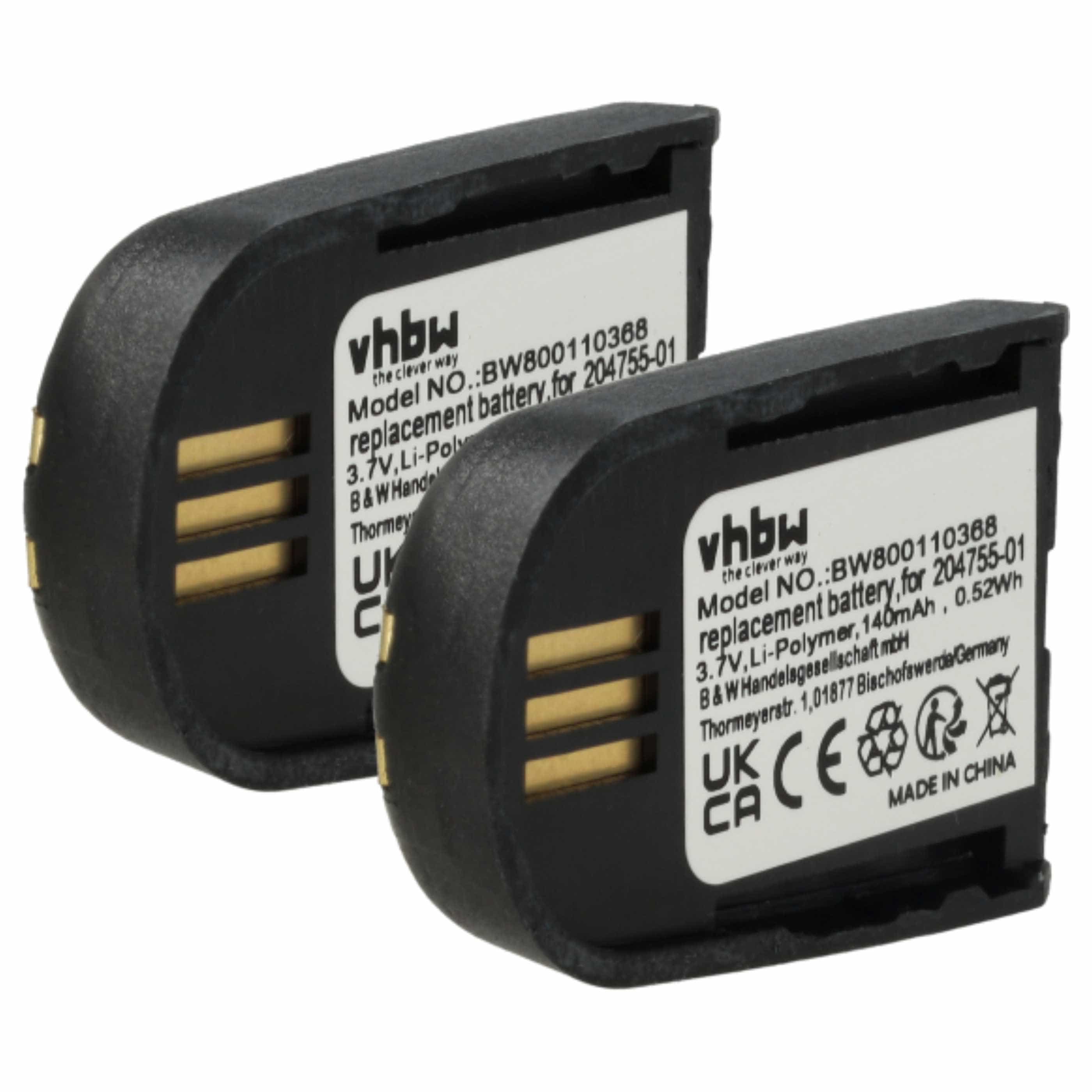 2x Akumulator do słuchawek bezprzewodowych zamiennik Plantronics 204755-01, 82742-01 - 140 mAh 3,7 V LiPo