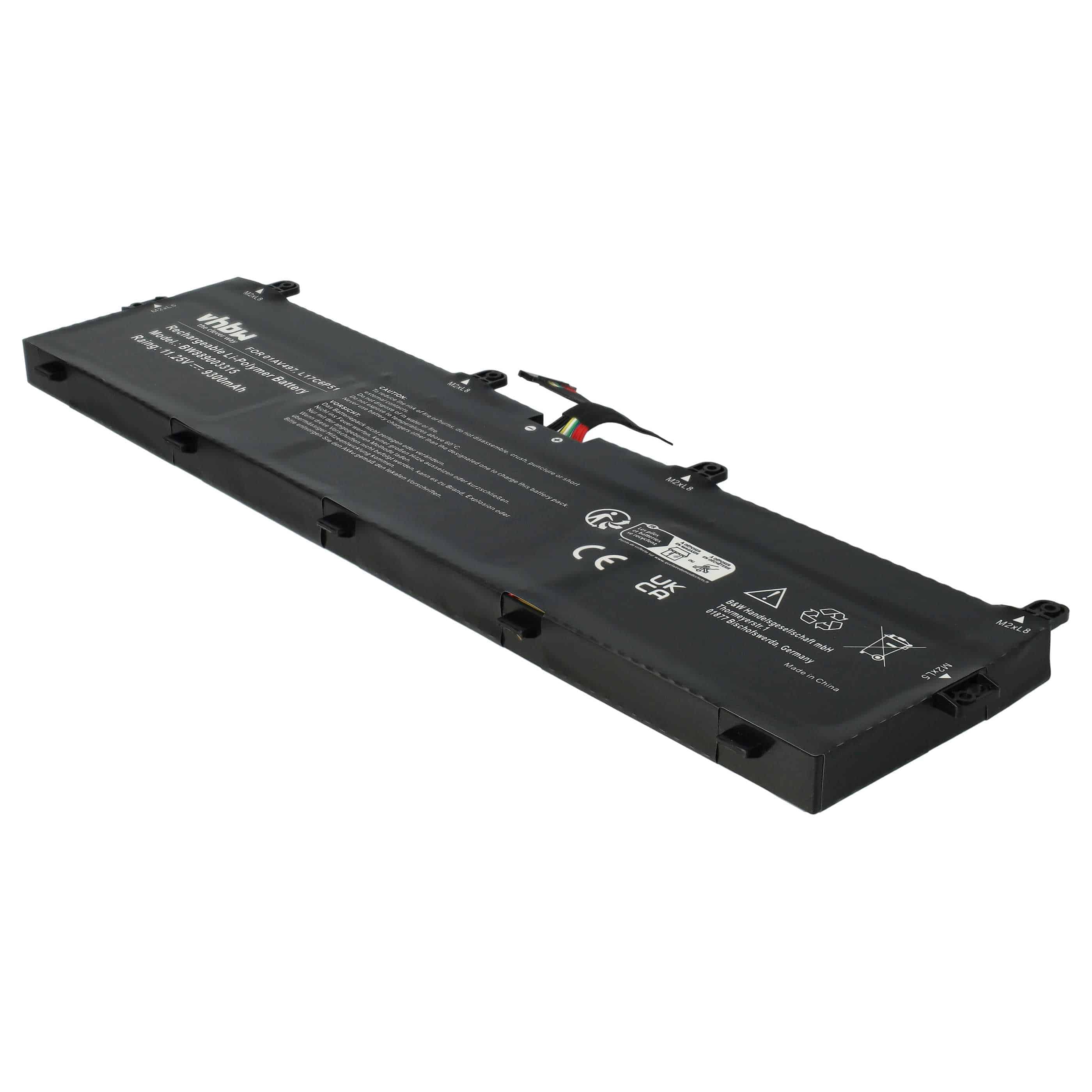 Batería reemplaza Lenovo 01AV497, 01AV498, 5B10W13903 para notebook Lenovo - 9300 mAh 11,25 V Li-poli