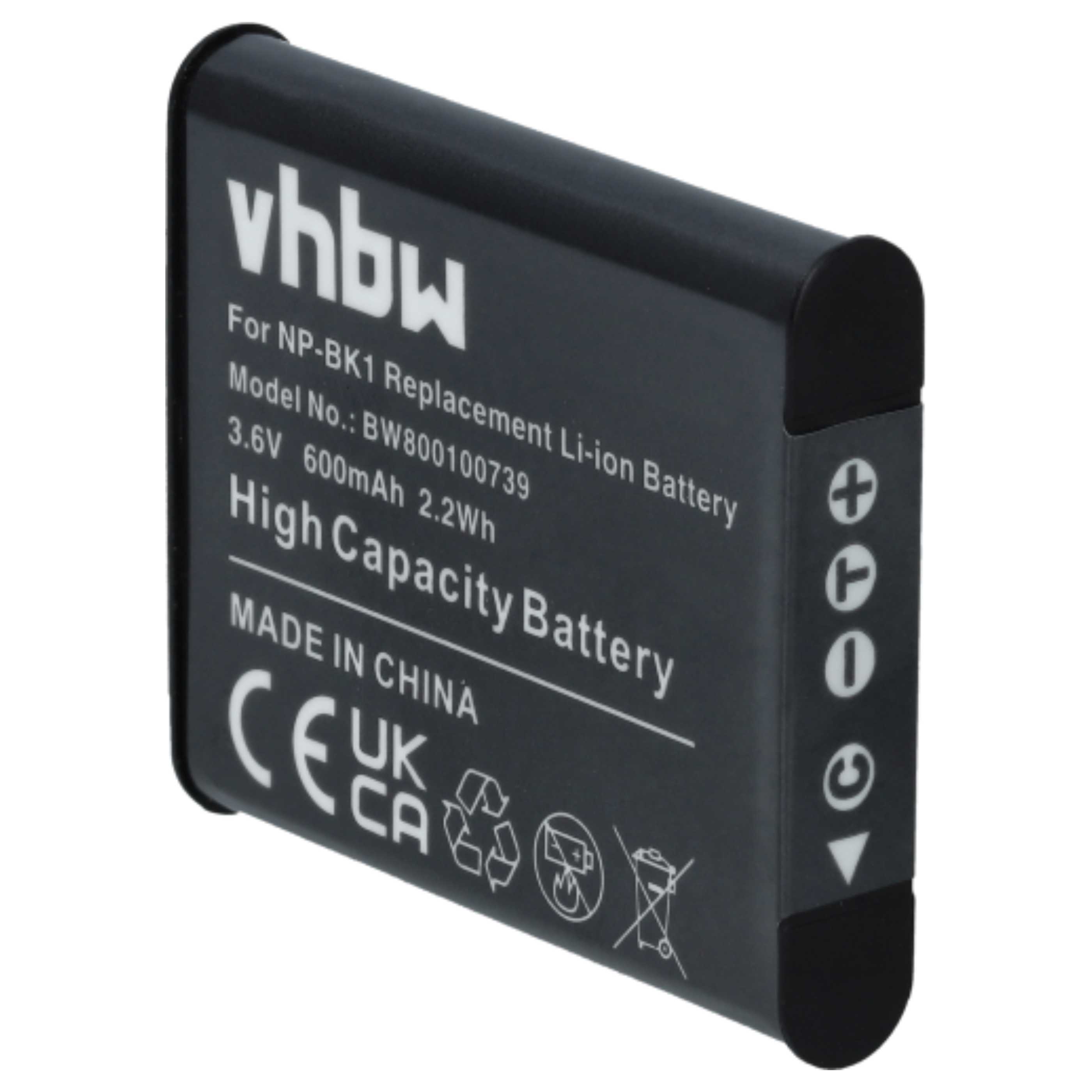 3x Battery replaces Sony NP-FK1, NP-BK1 - 600mAh, 3.6V, Li-Ion
