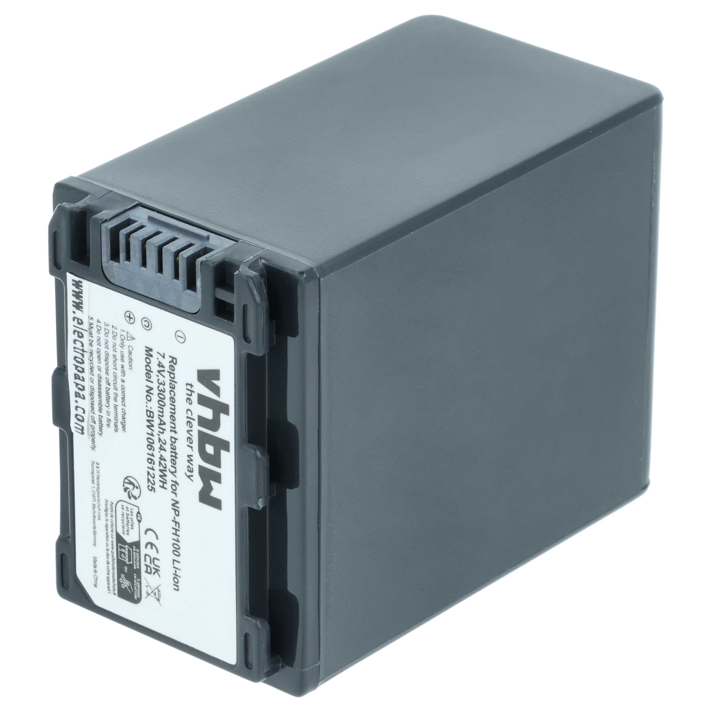 Videocamera Battery replaces Sony NP-FH50, NP-FH100, NP-FH70, NP-FH40 - 3300 mAh 7.4 V Li-Ion