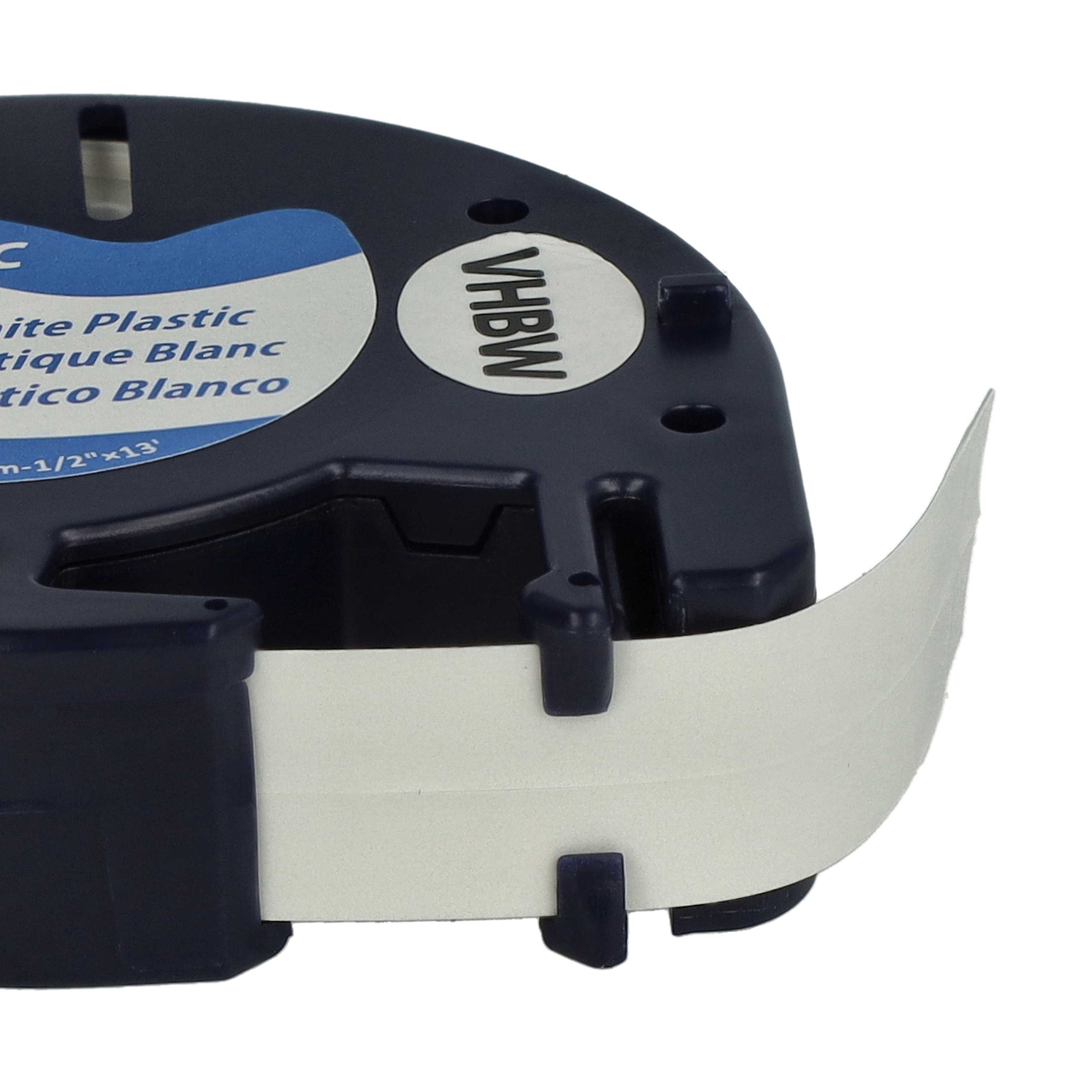 10x Label TapePlastic replaces Dymo S0721660, 91221 - 12 mm Black to White