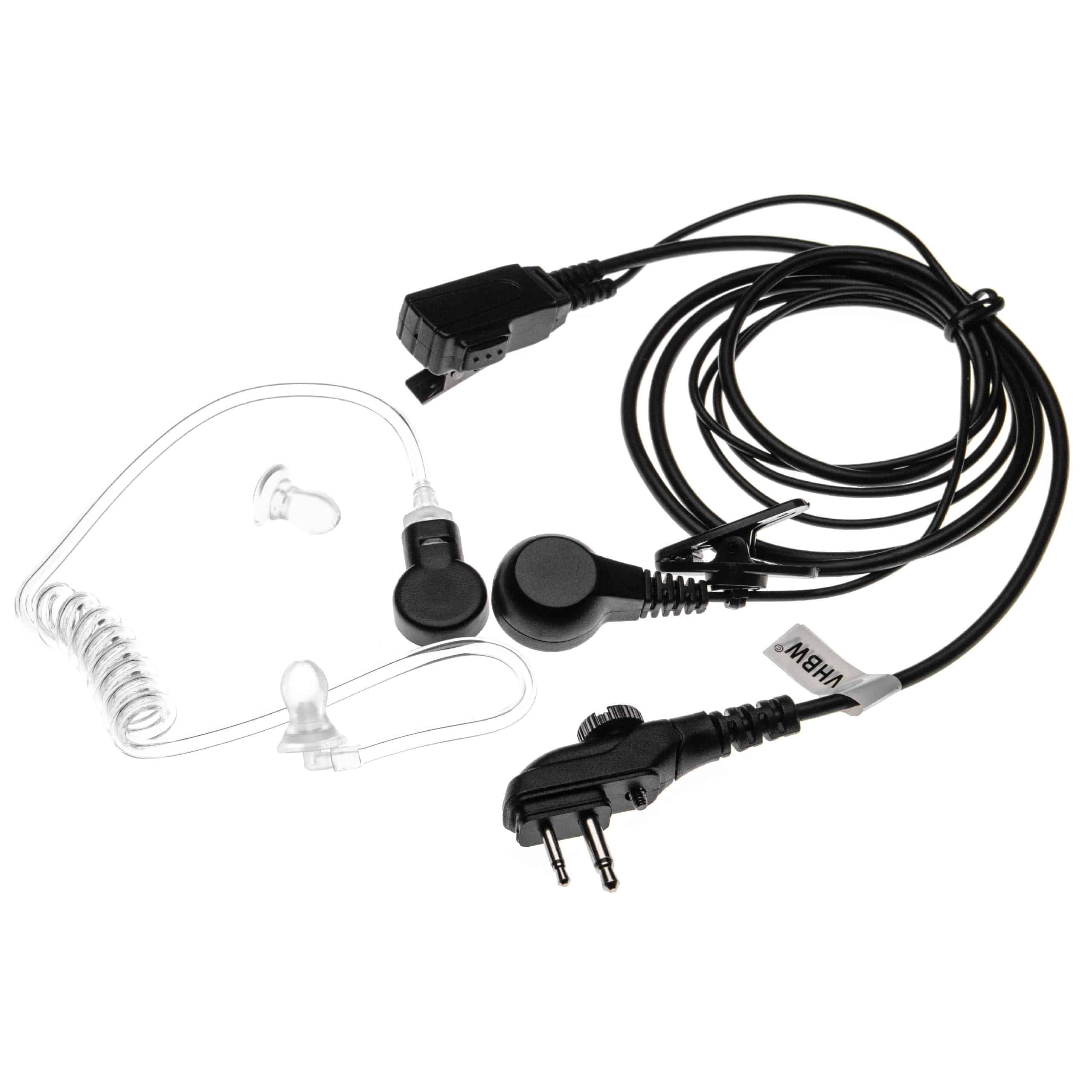 Security headset per ricetrasmittente HYT/Hytera PD500 - trasparente / nero + microfono push-to-talk + support