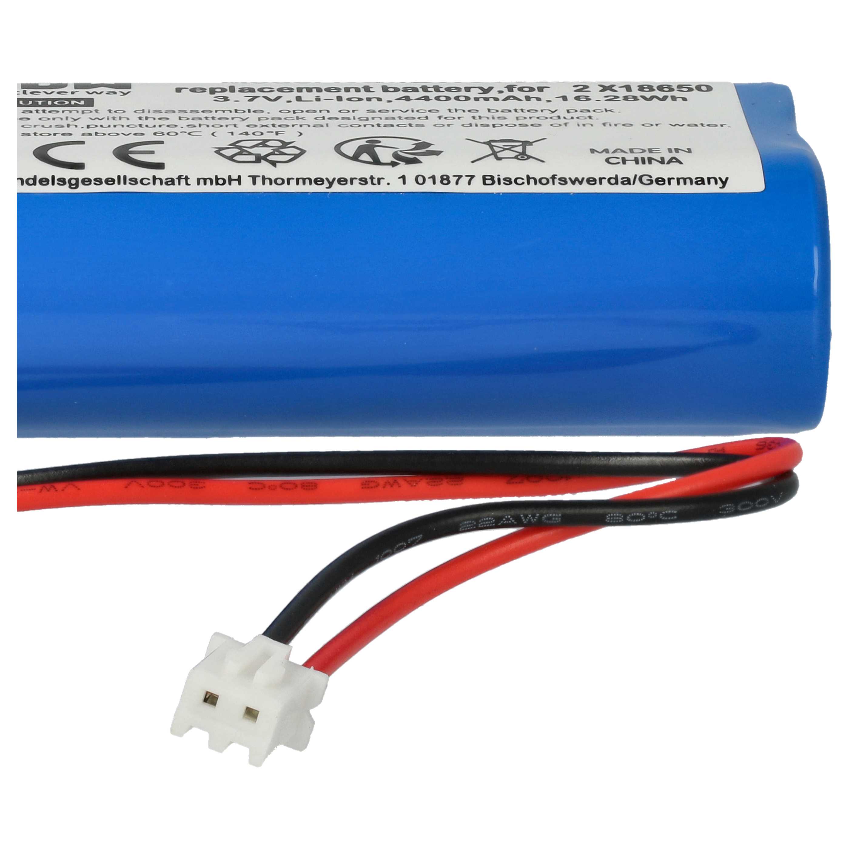 2x Akku für Sigor Nuindie, Numotion, Villeroy & Boch Seoul 2.0, Zafferano Poldina - 4400mAh 3,7V Li-Ion