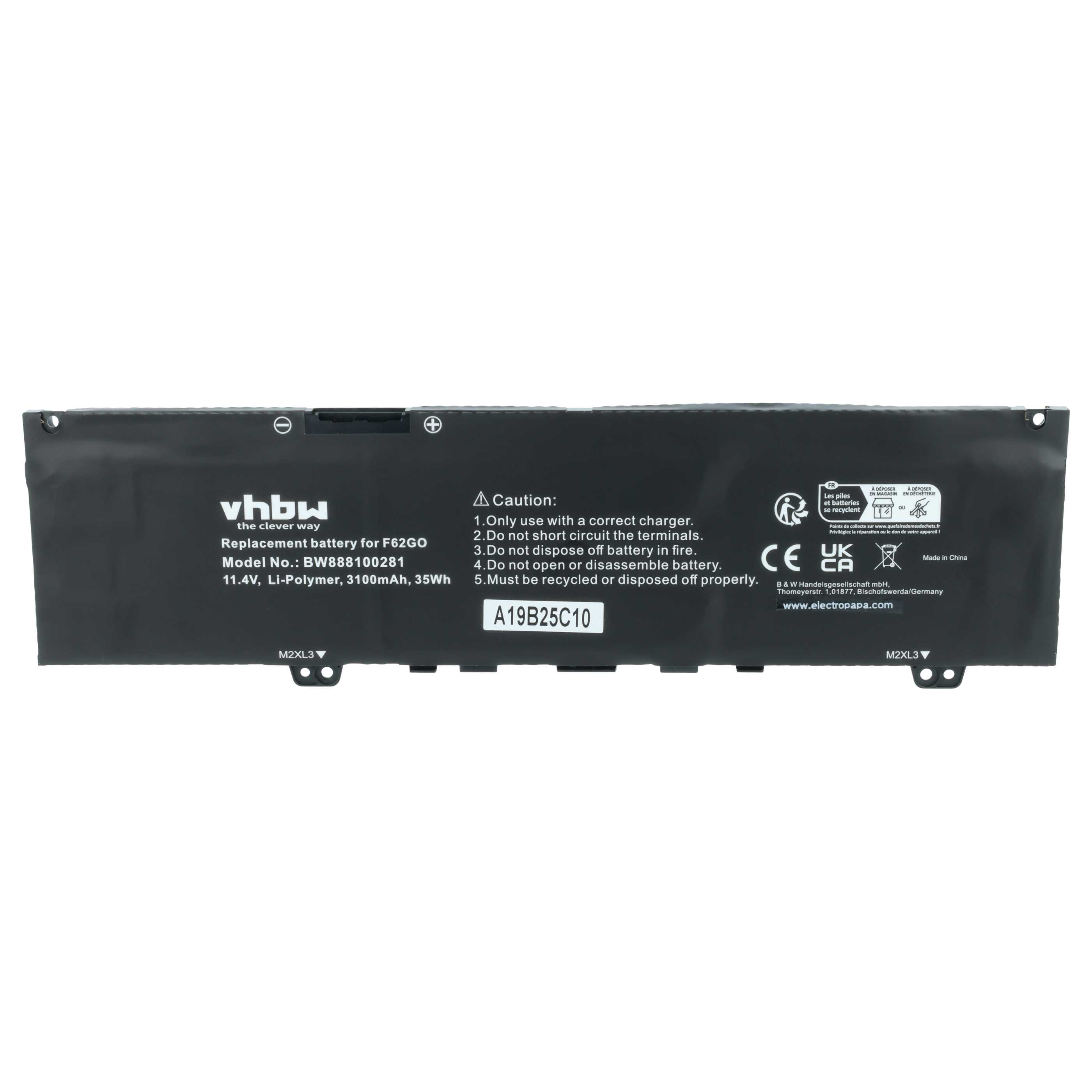Akumulator do laptopa zamiennik Dell 39DY5, F62GO, F62G0, 0RPJC3, 039DY5 - 3100 mAh 11,4 V Li-Ion, czarny