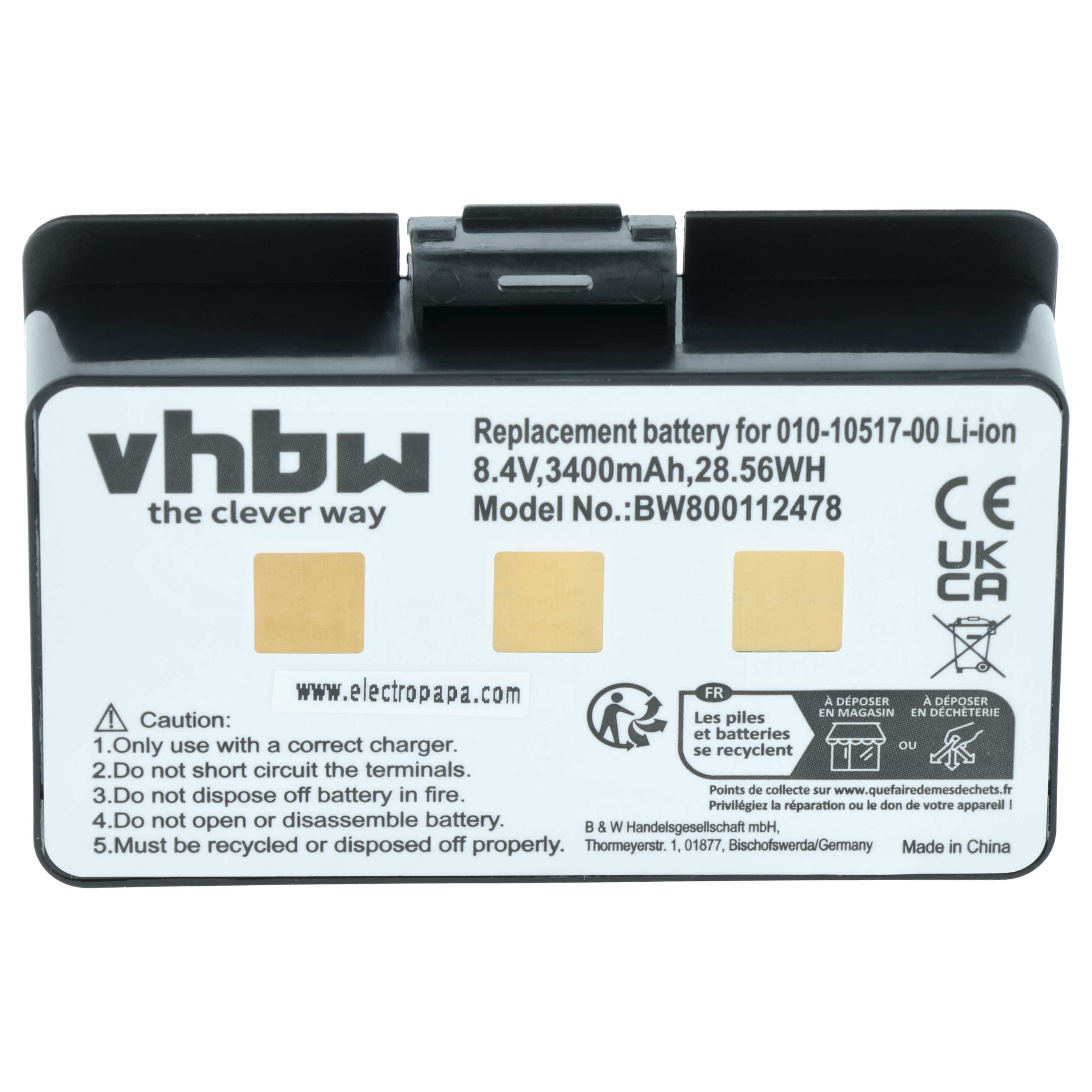 Akumulator do nawigacji GPS zamiennik Garmin 010-10517-00, 010-10517-01, 01070800001 - 3400 mAh 8,4 V Li-Ion