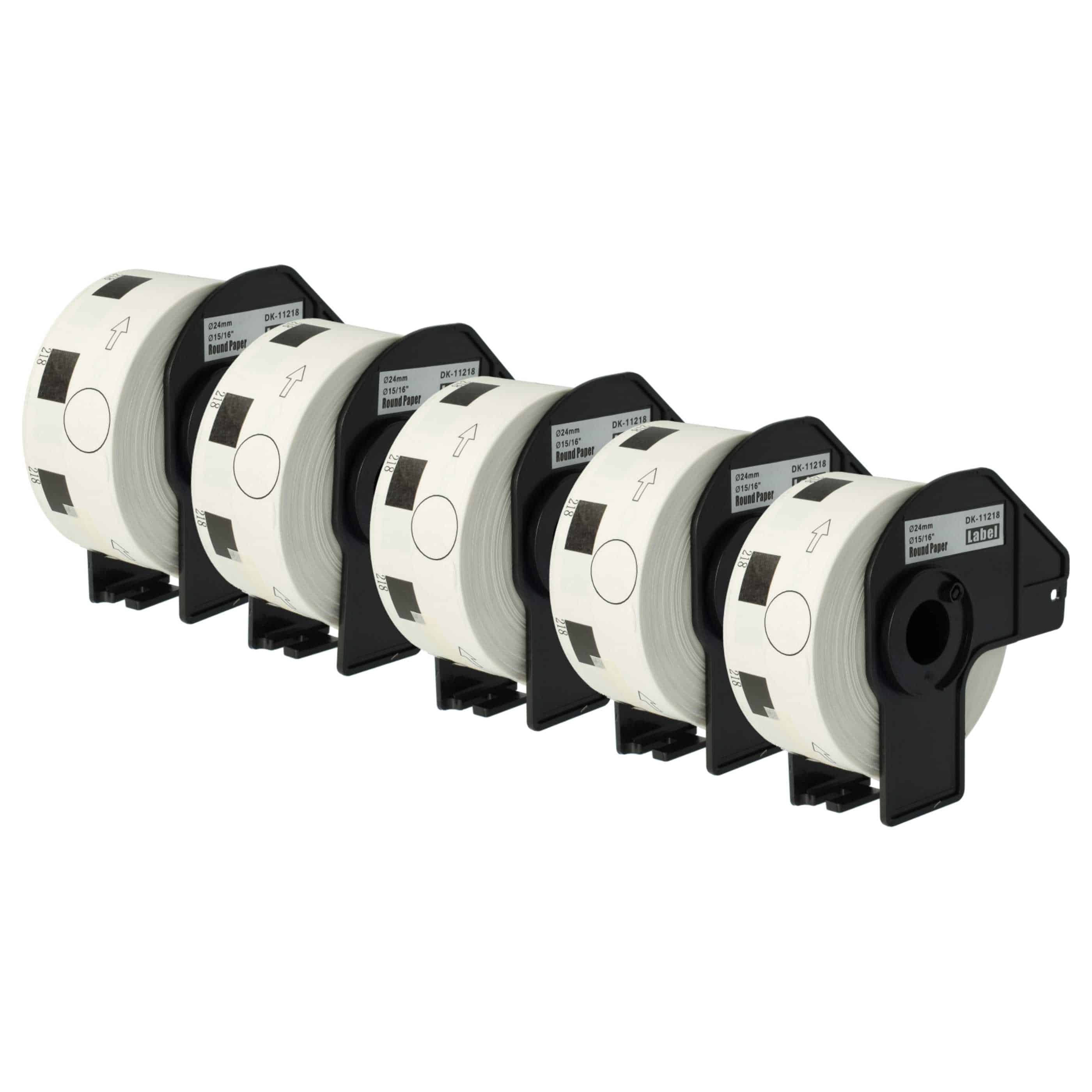 5x Label Roll replaces Brother DK-11218 Labeller - Premium 24 mm + Holder