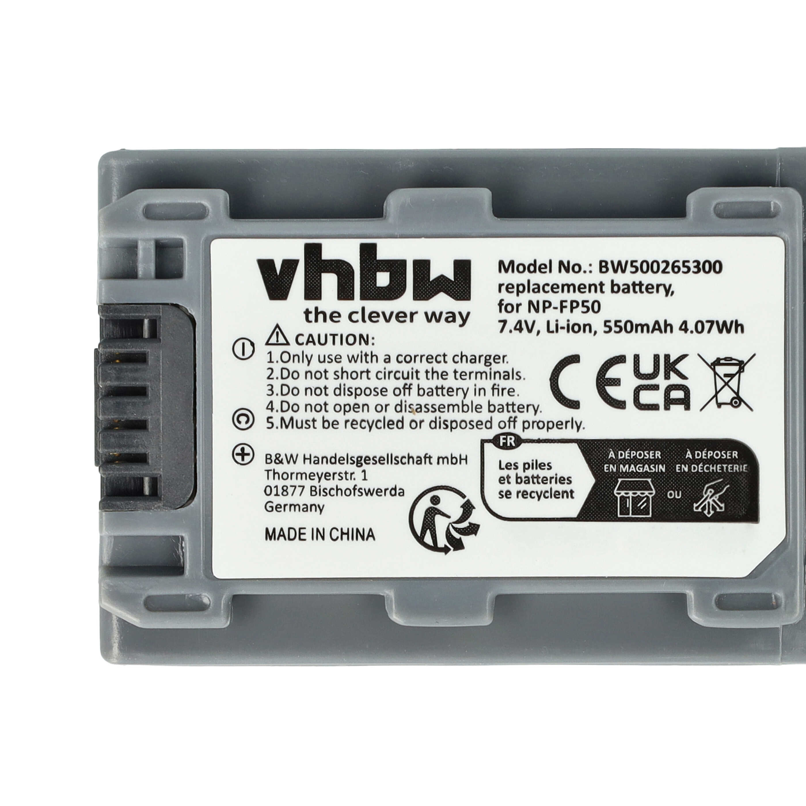 Videocamera 3x Battery replaces Sony NP-FP70, NP-FP60, NP-FP51, NP-FP50, NP-FP30 - 500 mAh 7.2 V Li-Ion