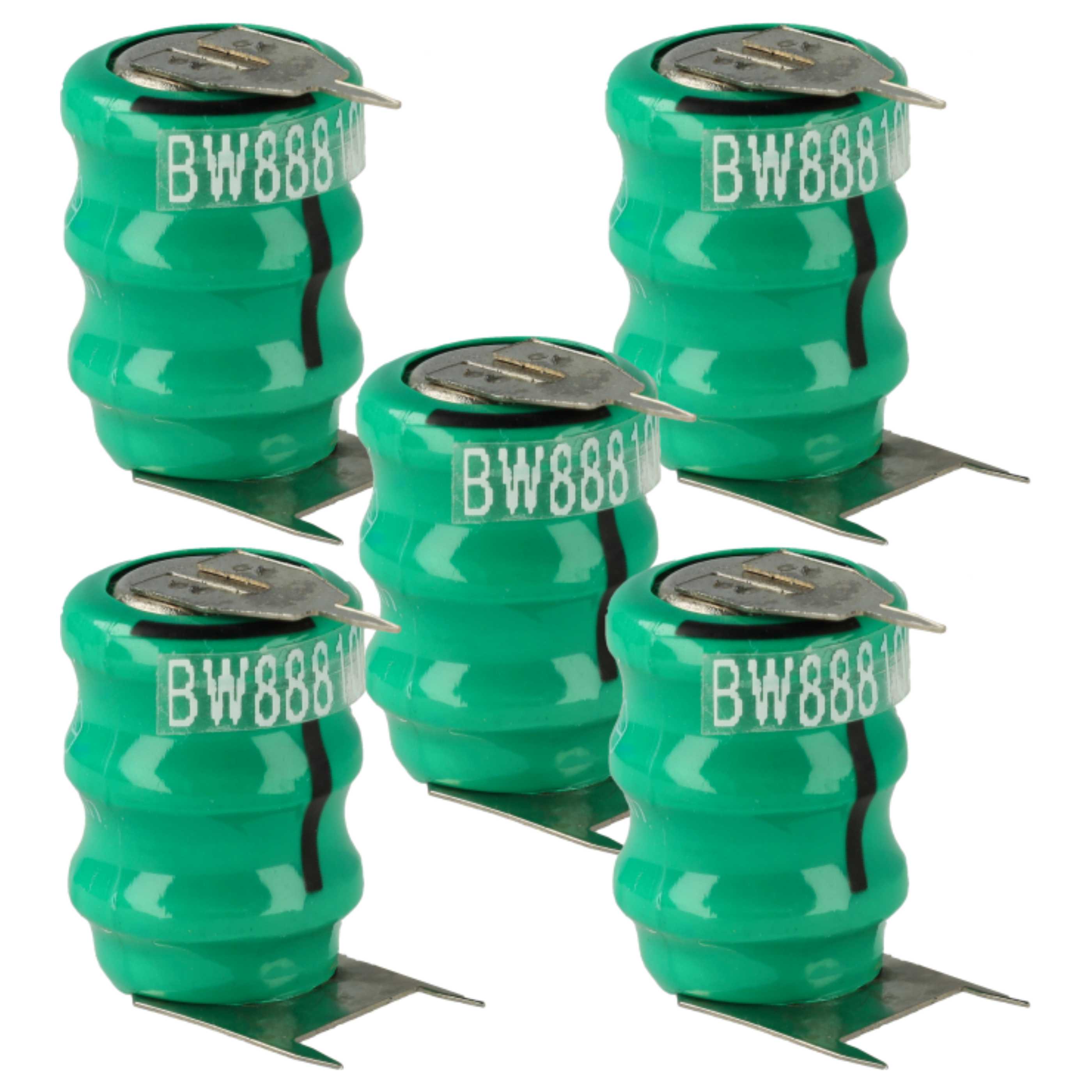 5x Button Cell Battery Type V40H 3 Pins for Model Building Solar Lamps etc. - 40 mAh 3.6 V NiMH