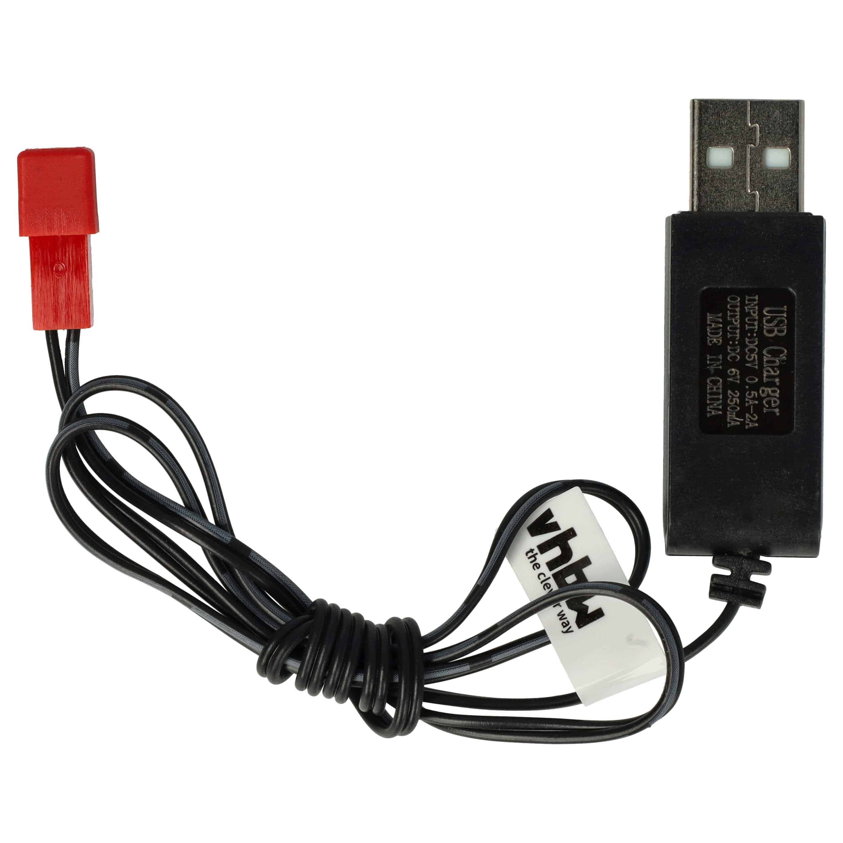 USB Charging Cable suitable for RC Batteries with JST Connector, RC Model Making Battery Packs - 60 cm 6 V