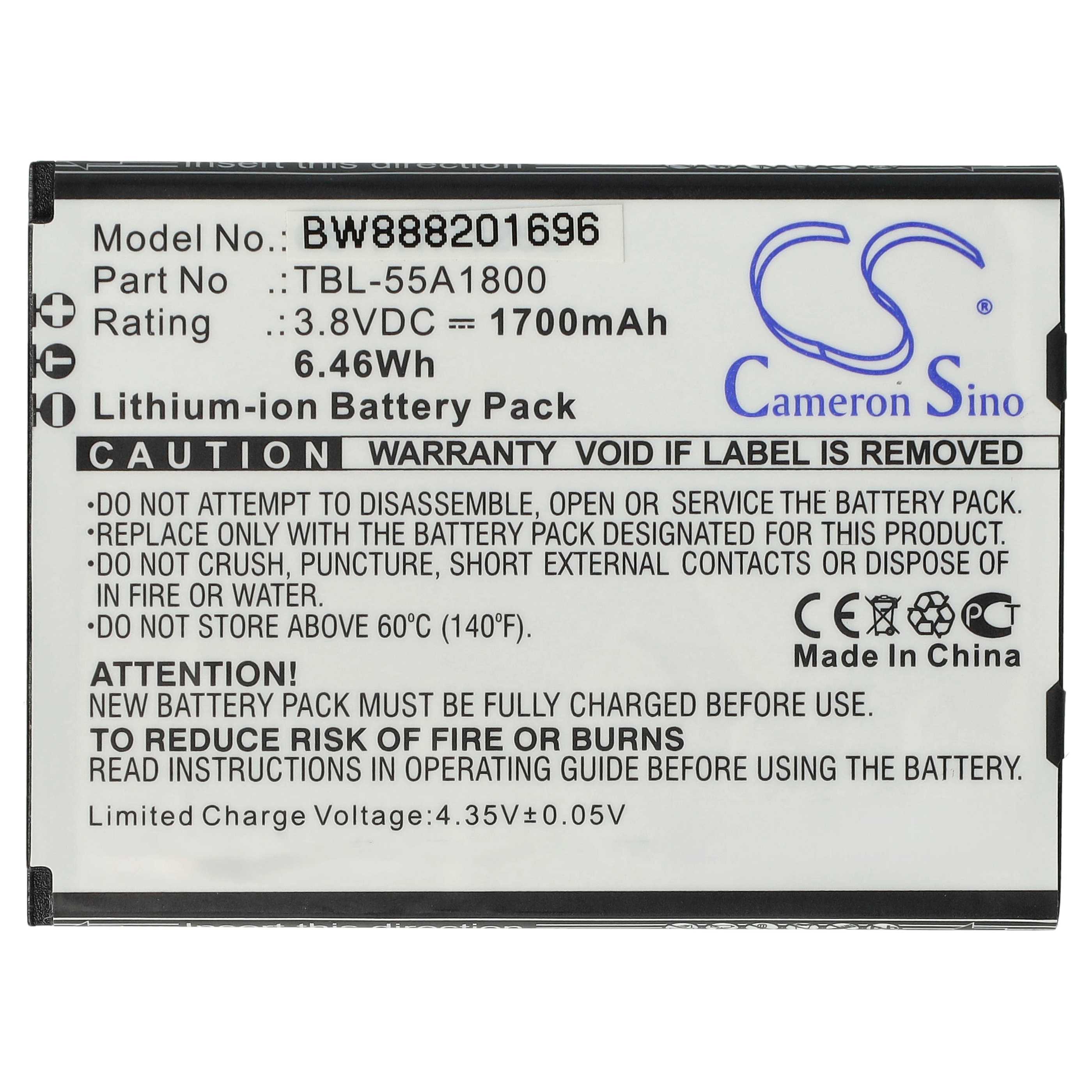Mobile Router Battery Replacement for TP-Link TBL-55A1800 - 1700mAh 3.8V Li-Ion