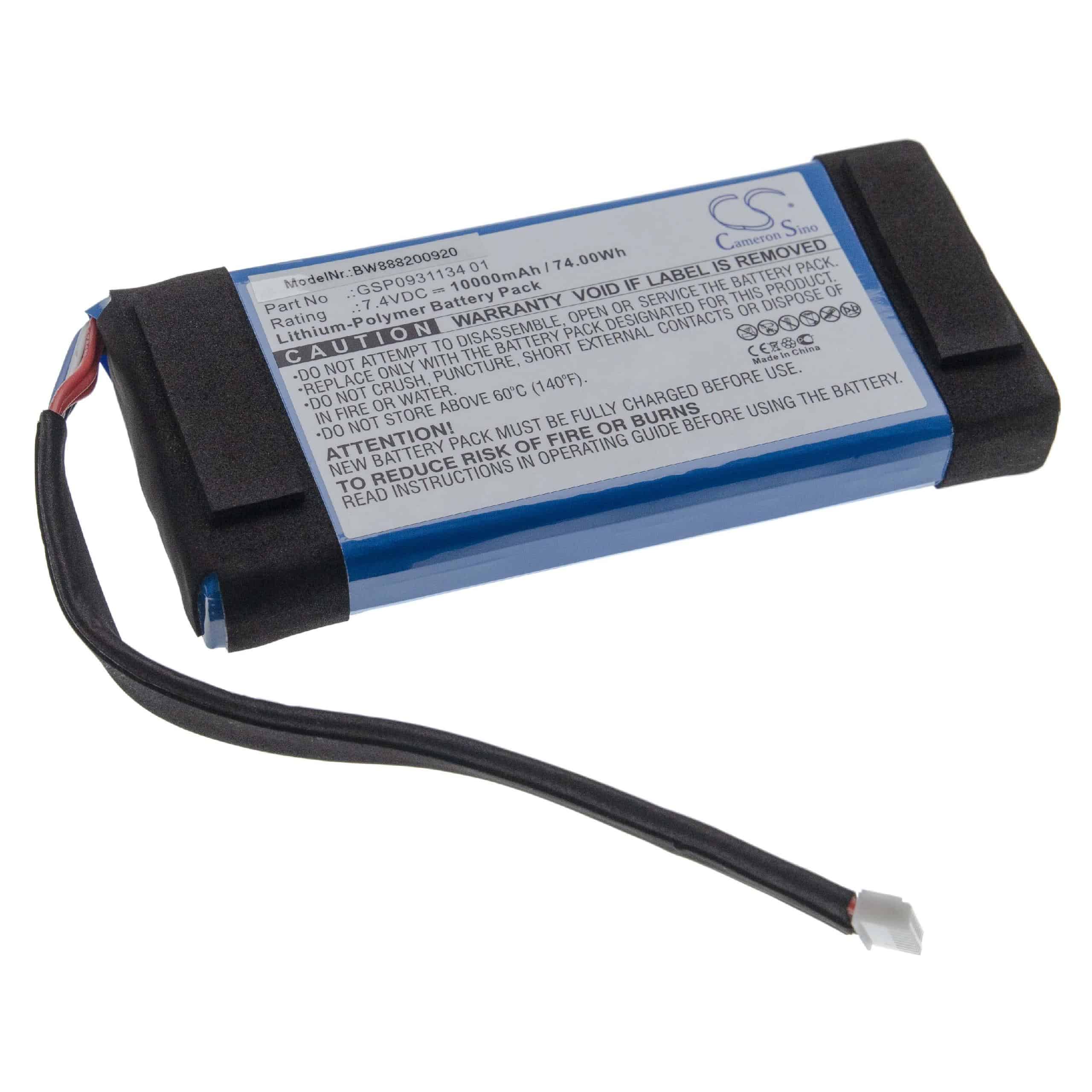 Batteria sostituisce JBL GSP0931134 01 per altoparlanti JBL - 10000mAh 7,4V Li-Poly