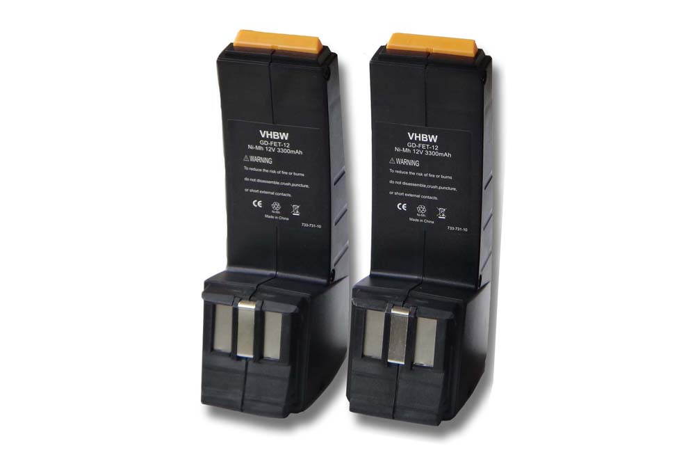Batteries (2x pièces) remplace Festo / Festool 487512, 486831 pour outil électrique - 3300 mAh, 12 V, NiMH