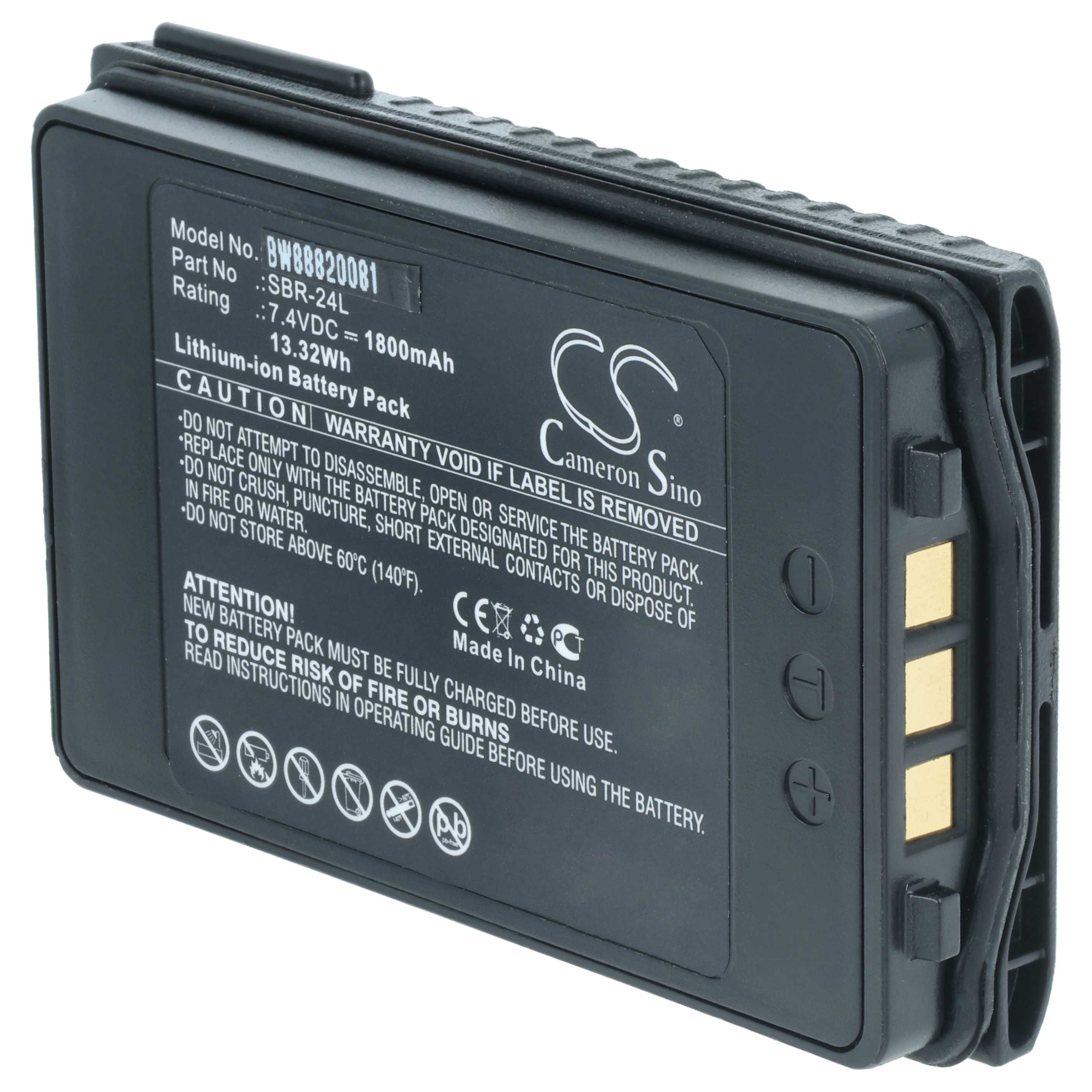 Radio Battery replaces Yaesu SBR-24L - 1800 mAh 7.4 V Li-Ion
