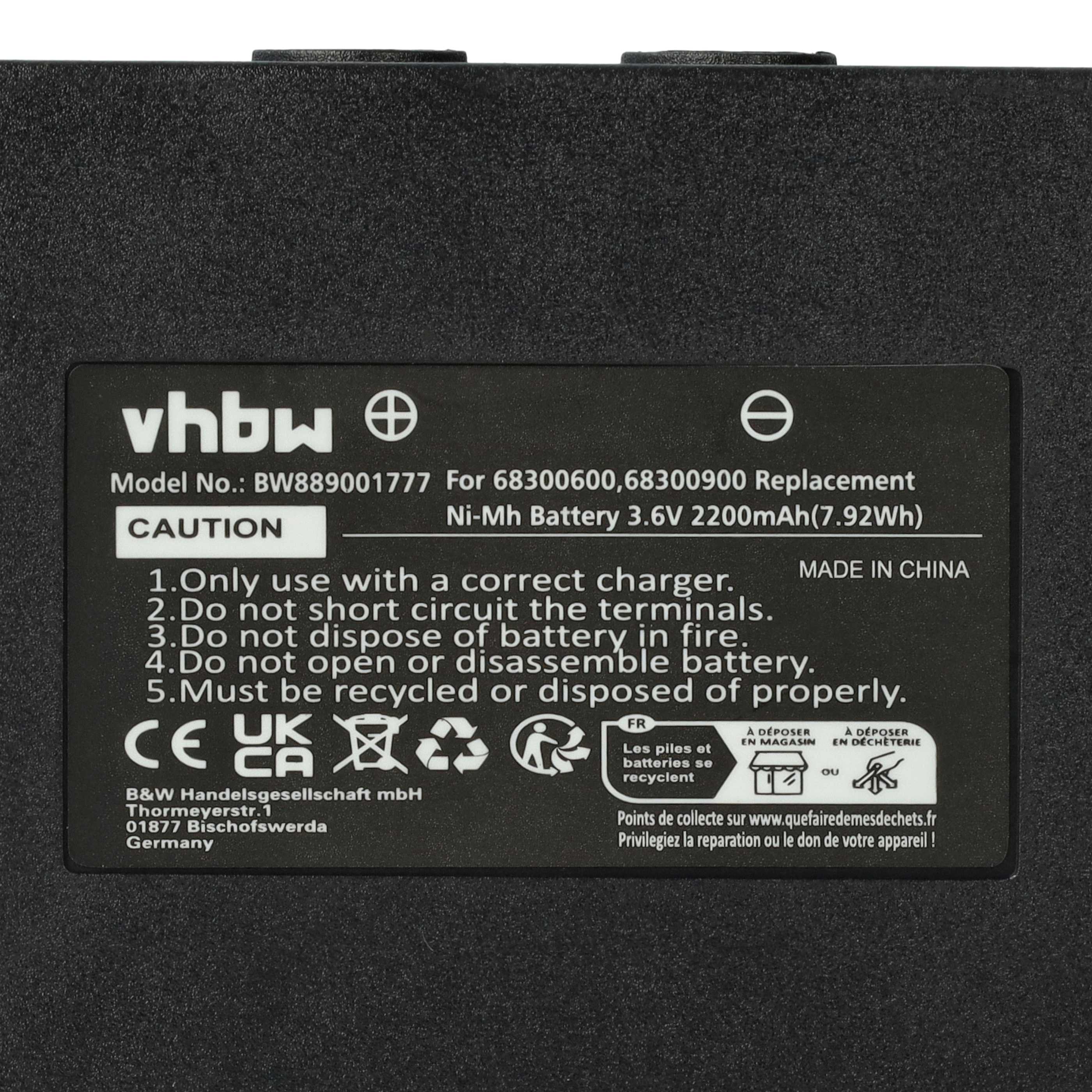 Batterie (5 pièces) remplace Abitron KH68300990, EX2-22 - 2200mAh 3,6V NiMH