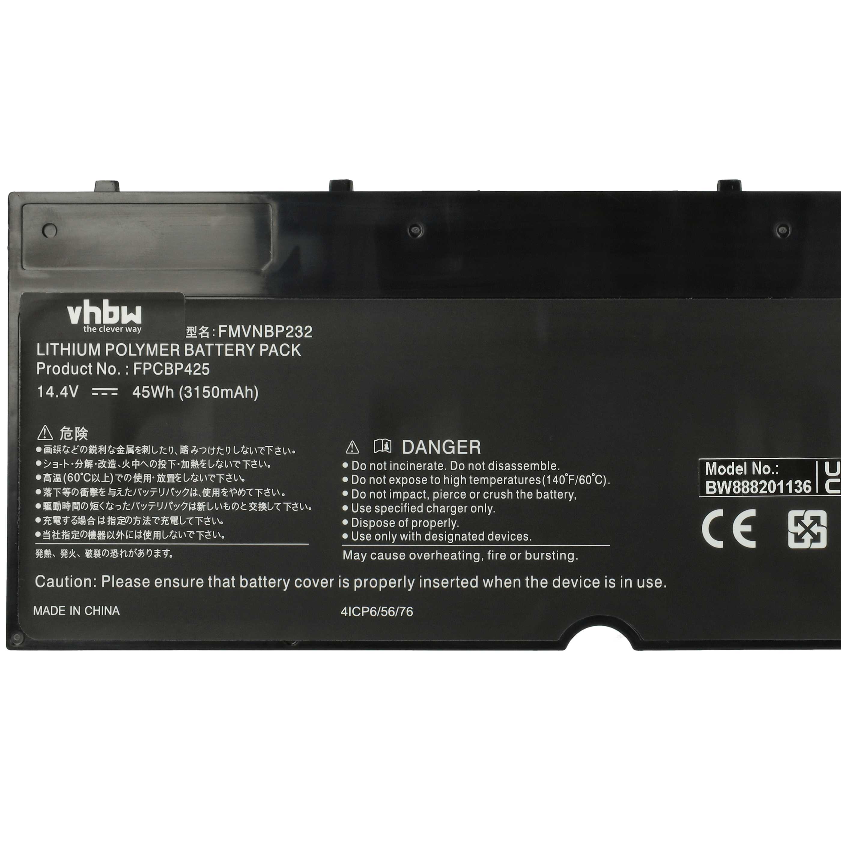 Akumulator do laptopa zamiennik Fujitsu CP651077-02, FMVNBP232, FPCBP425 - 3050 mAh 14,4 V Li-Ion, czarny