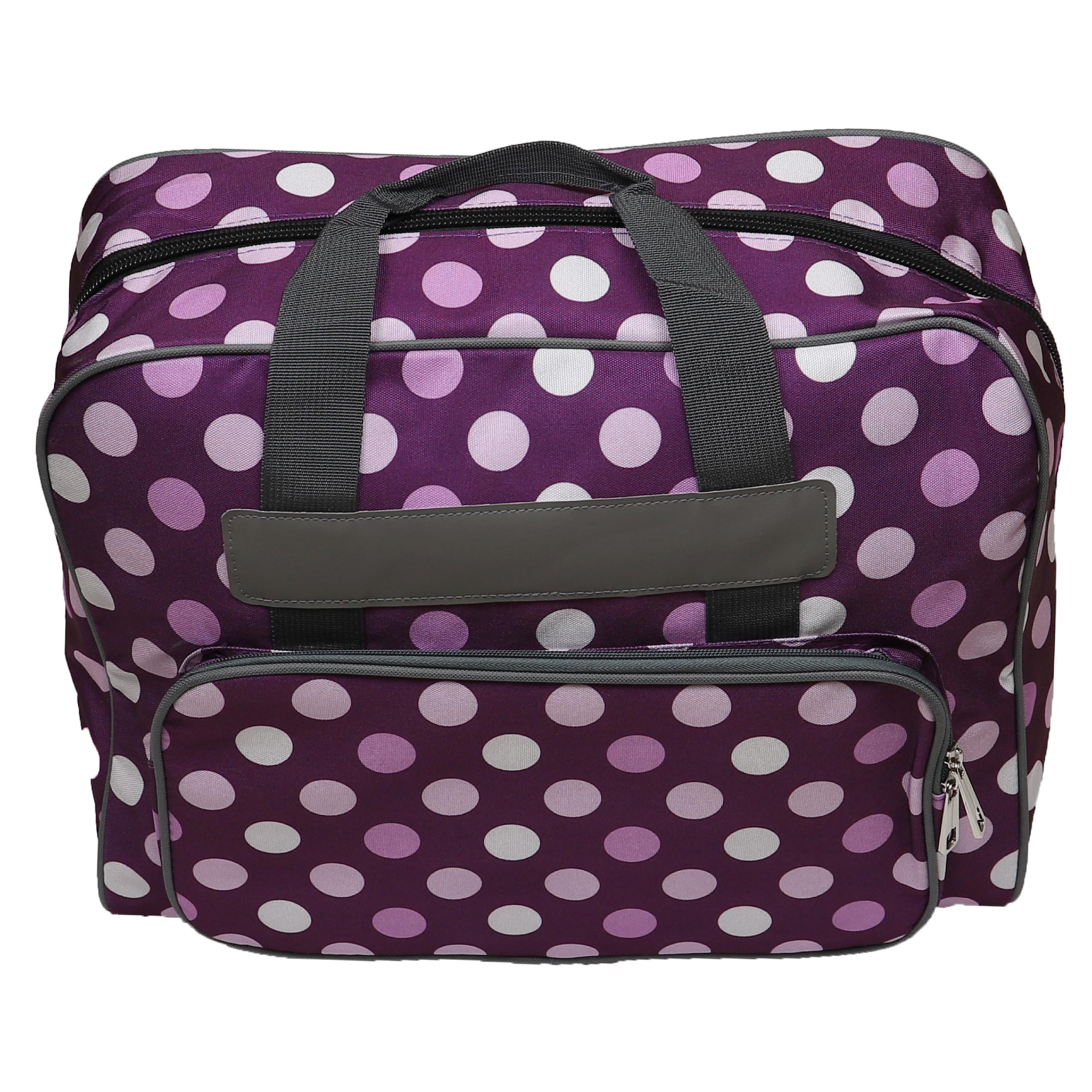 vhbw Carrying Bag Sewing Machines - Transport and Storage Case, 48 x 24 x 31.8 cm Purple with Spots