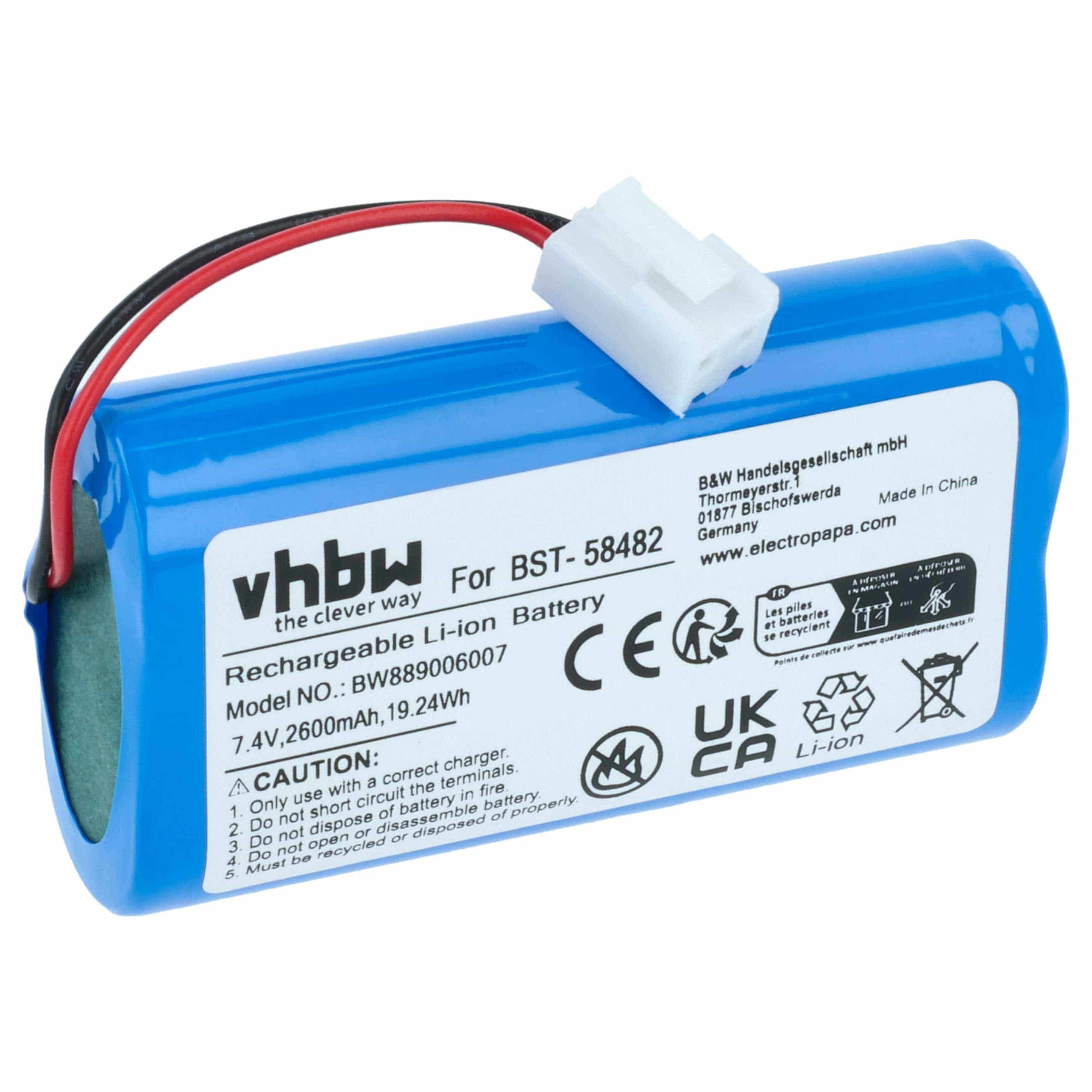 Batterie remplace BST-58482 nettoyeur de piscine - 2600mAh 7,4V Li-ion