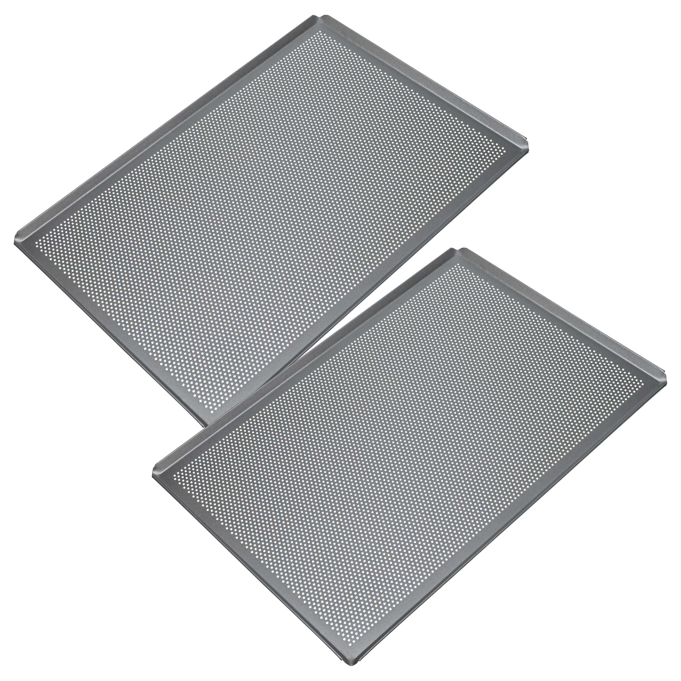 2x Backblech passend für Backofen - 60 x 40 x 1 cm Silber, Perforiert
