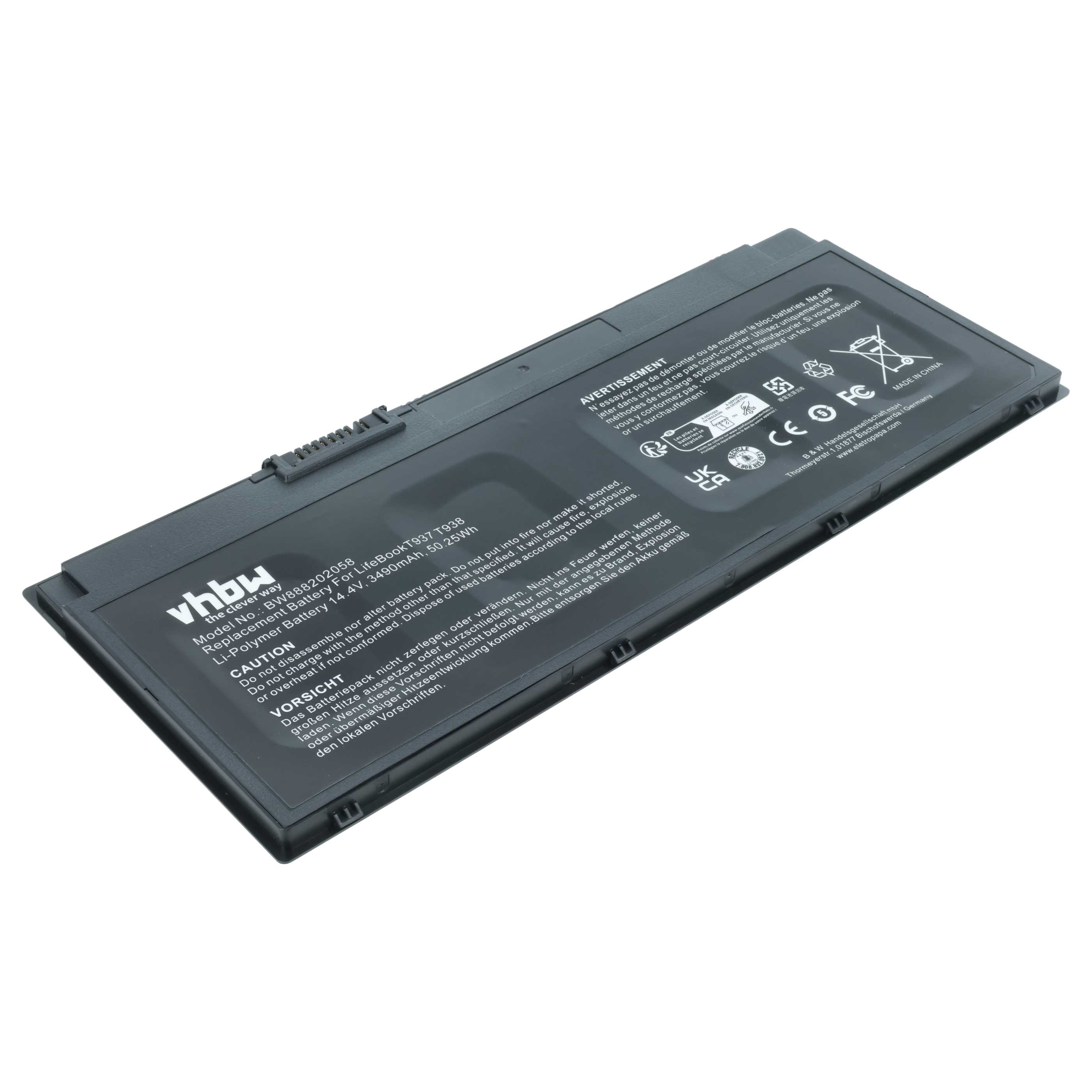 Akumulator do laptopa zamiennik Fujitsu 34053269, 34061271, 34068253 - 3490 mAh 14,4 V Li-Ion, czarny
