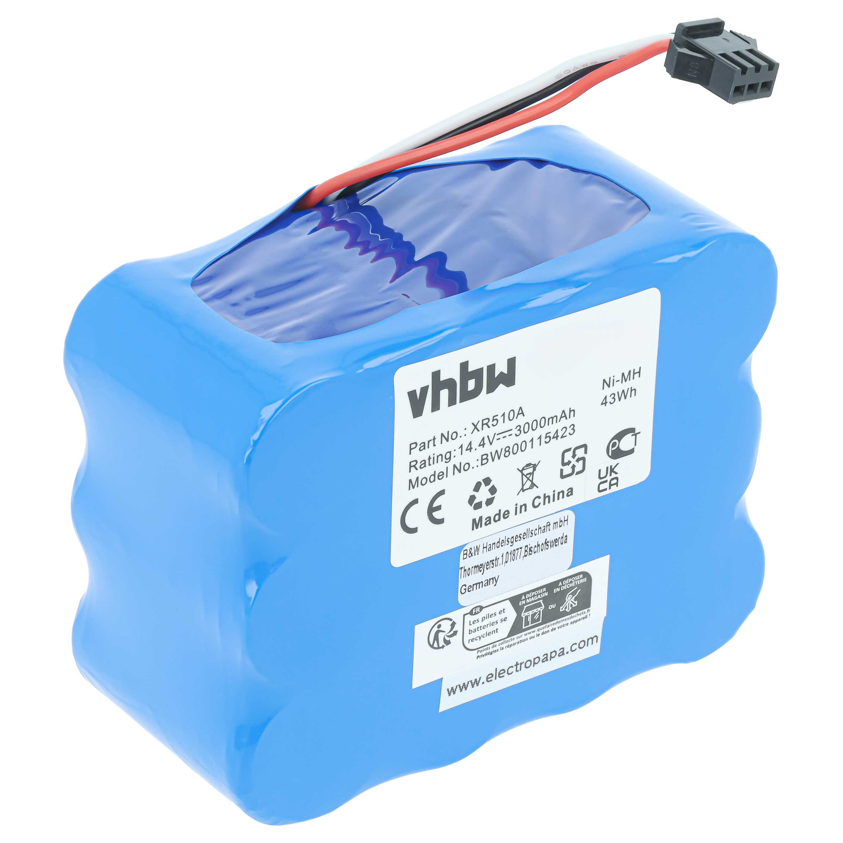 Batería reemplaza Klarstein NS3000D03X3, YX-NI-MH-022144-TN para aspiradora (3000 mAh, 14,4 V, NiMH)