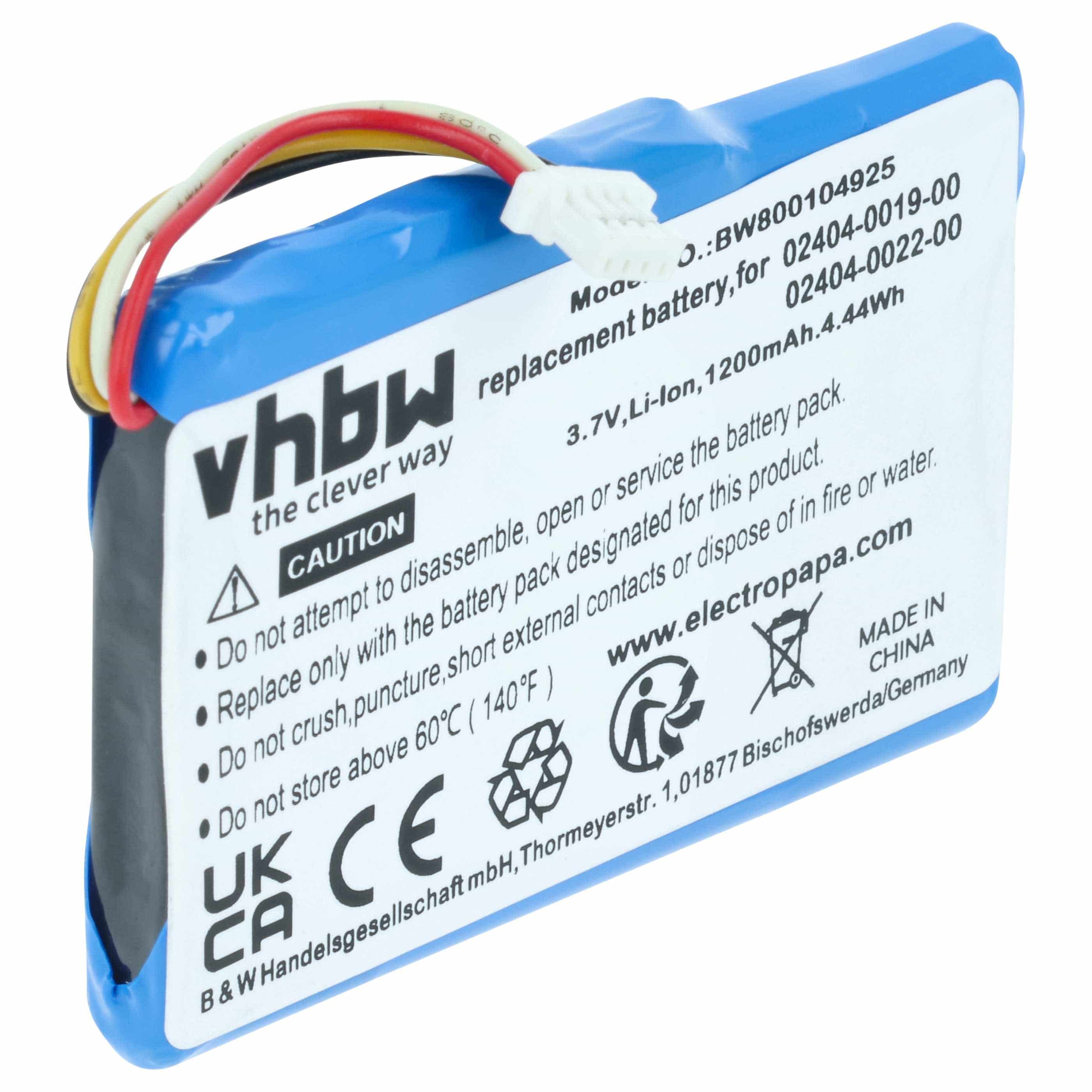 Videocamera Battery replaces Cisco 02404-0019-00, 1UF553450-1-T0423, 02404-0022-00 - 1200 mAh 3.7 V Li-Ion