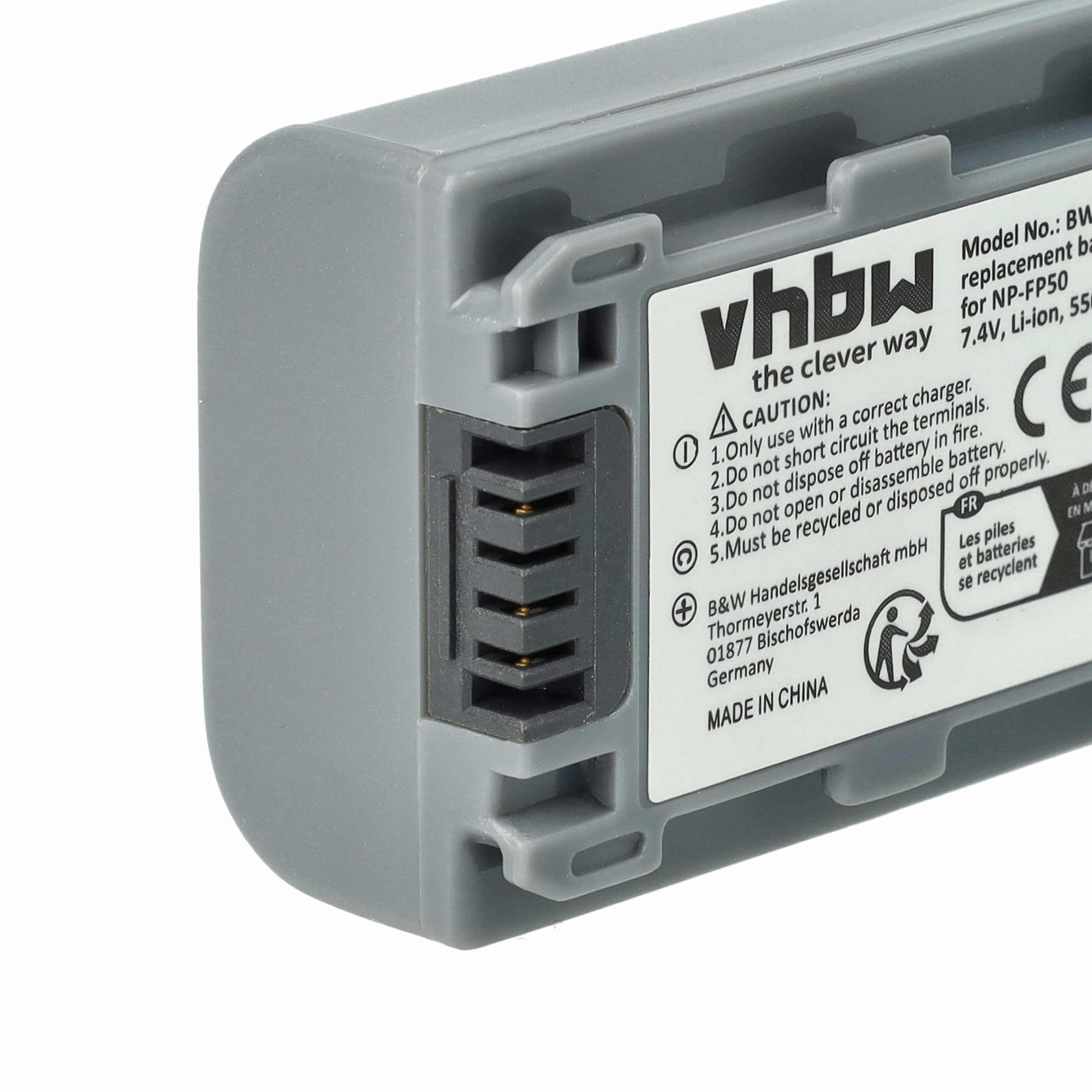 Videocamera 2x Battery replaces Sony NP-FP70, NP-FP60, NP-FP51, NP-FP50, NP-FP30 - 500 mAh 7.2 V Li-Ion