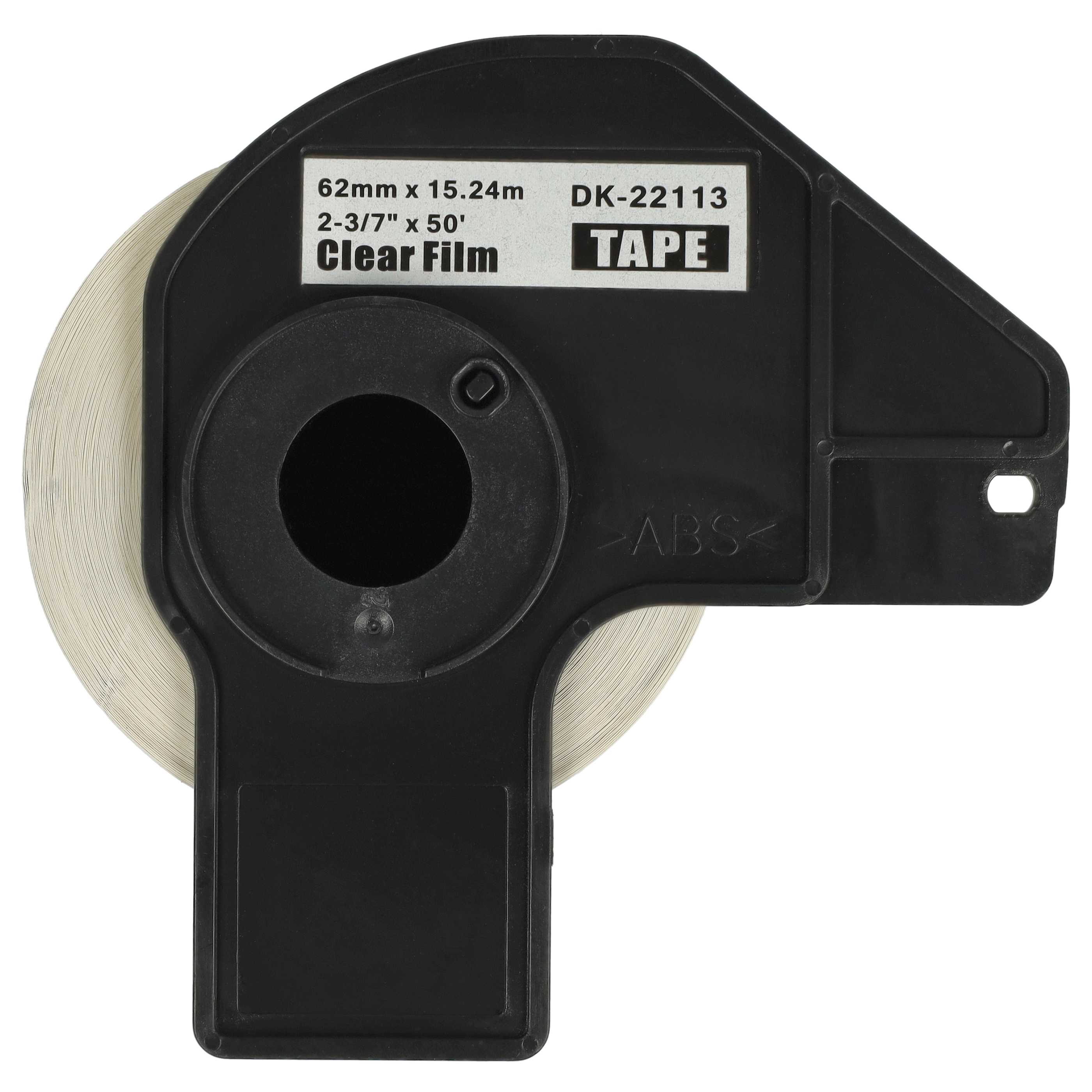 5x Label Roll replaces Brother DK-22113 Labeller - Self-Adhesive 62 mm x 15.24 m + Holder