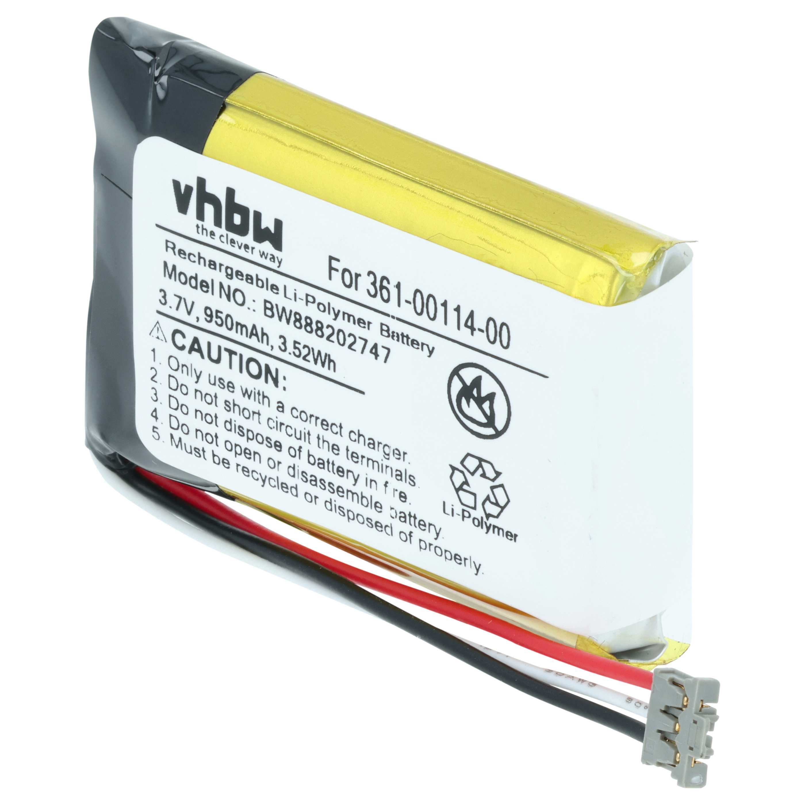 Batería reemplaza Garmin 361-00114-00 para dispositivo de comunicación GPS (950 mAh, 3,7 V, Li-Ion)