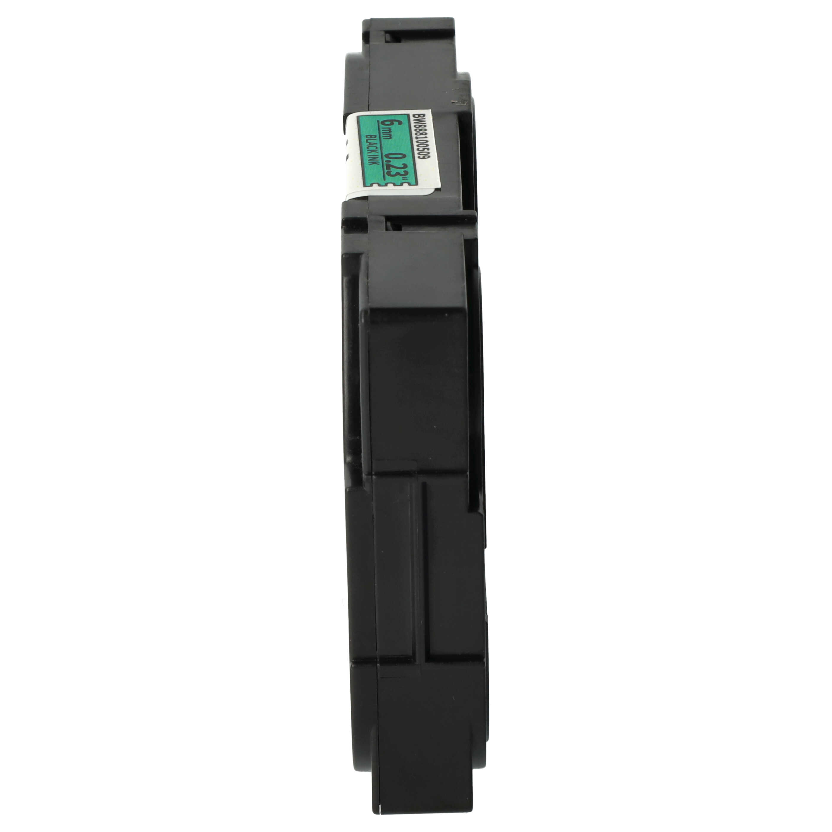 Label Tape as Replacement for Brother TZE-FX711, TZFX711, TZeFX711, TZ-FX711 - 6 mm Black to Green, Flexible