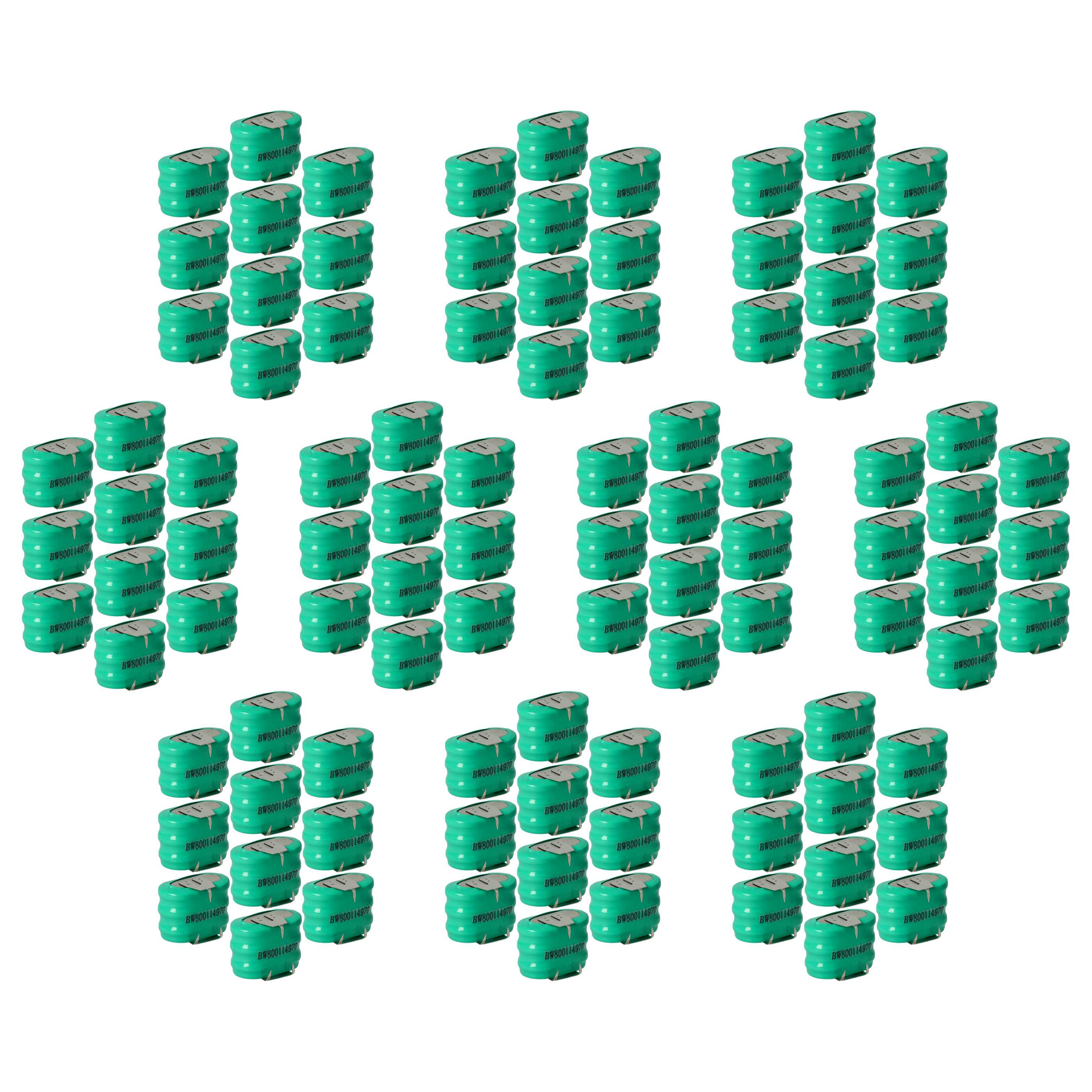 100x Button Cell Battery Type 3/V150H 3 Pins for Model Building Solar Lamps etc. - 150 mAh 3.6 V NiMH