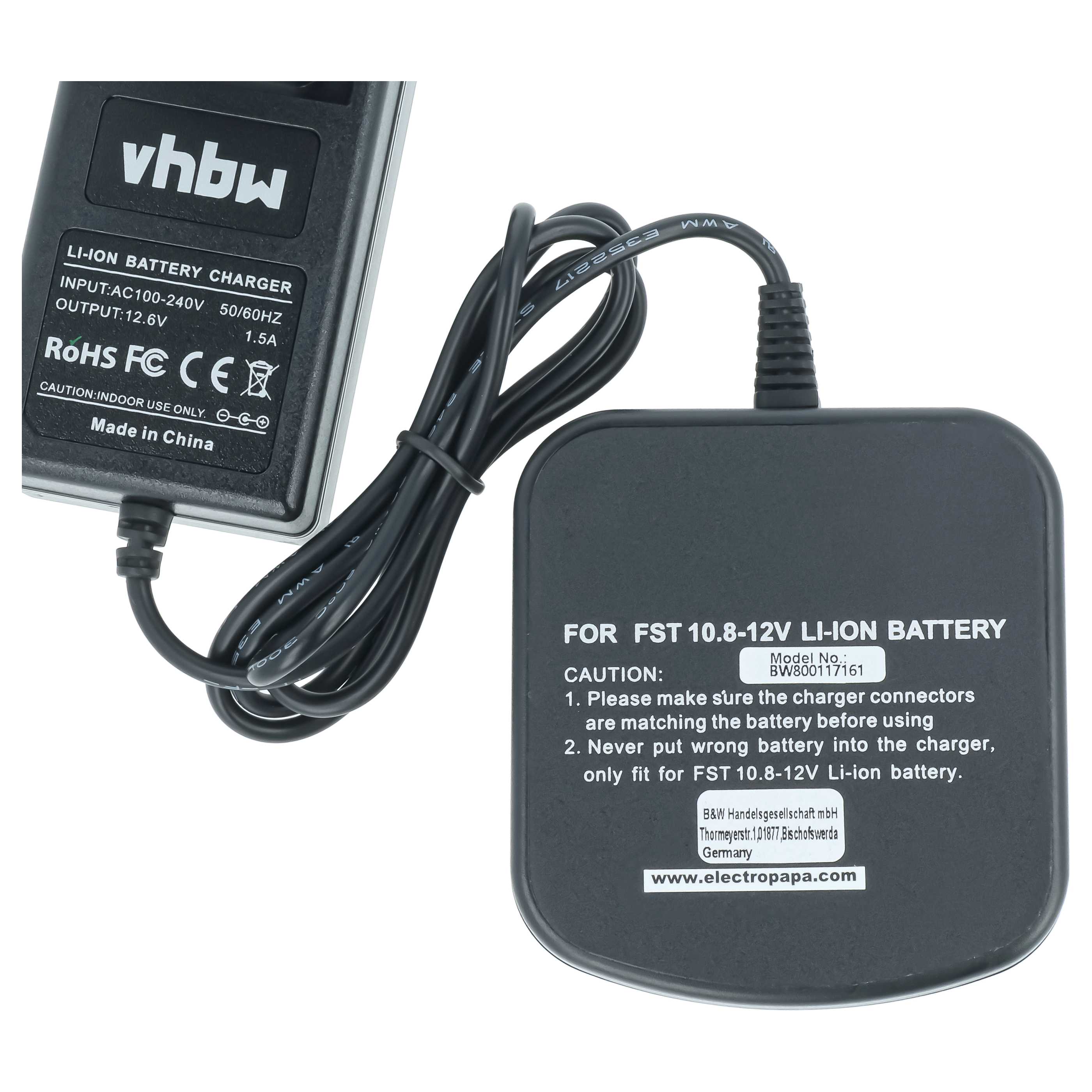 Charger suitable for Festo Festool C12LI, T12+3, C 12 Li, T 12+3 Power Tool Batteries - Li-Ion, 1.5A