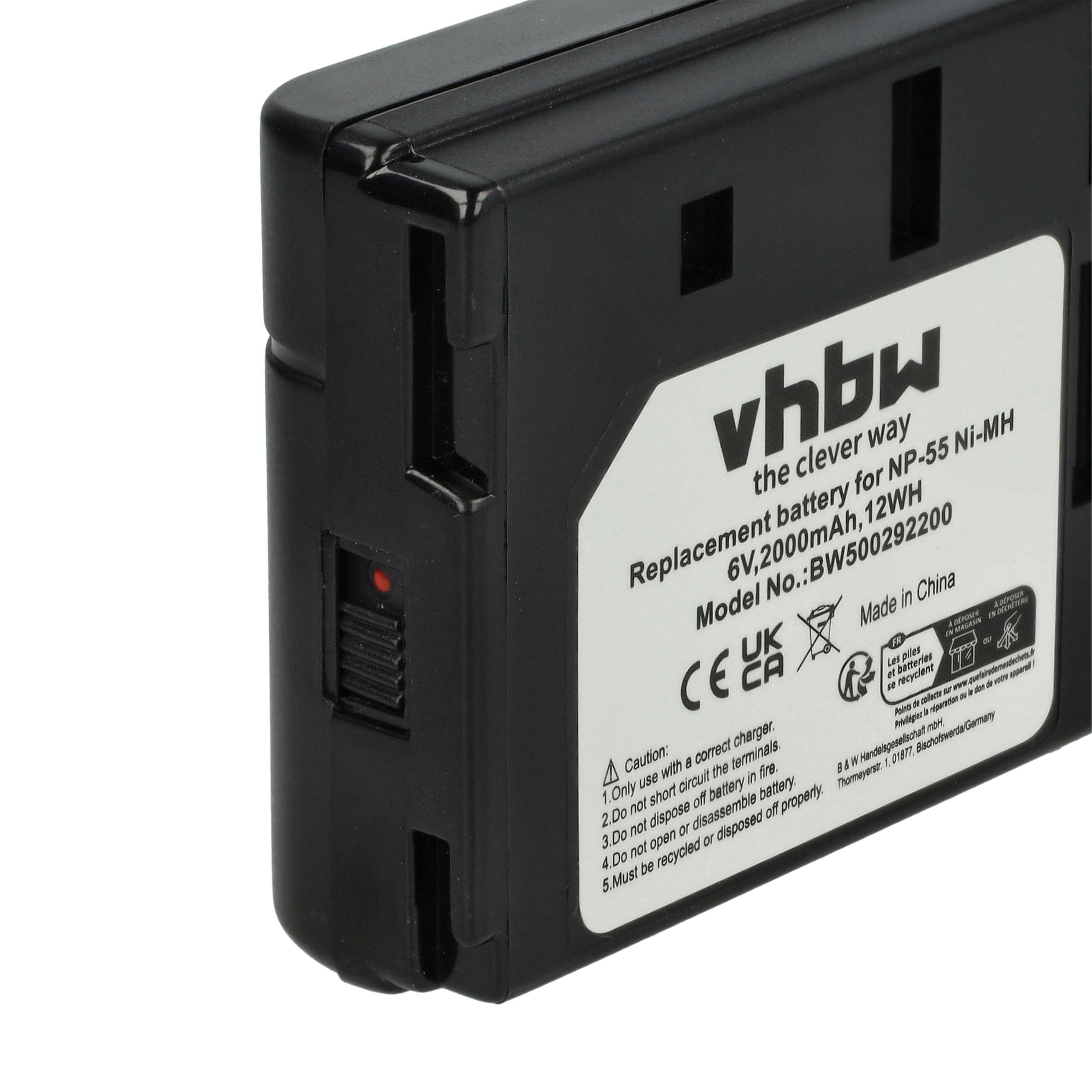 Videocamera 2x Battery replaces JVC BN-V65U, BN-V50U, BN-V25U, BN-V22U - 2000 mAh 6 V NiMH