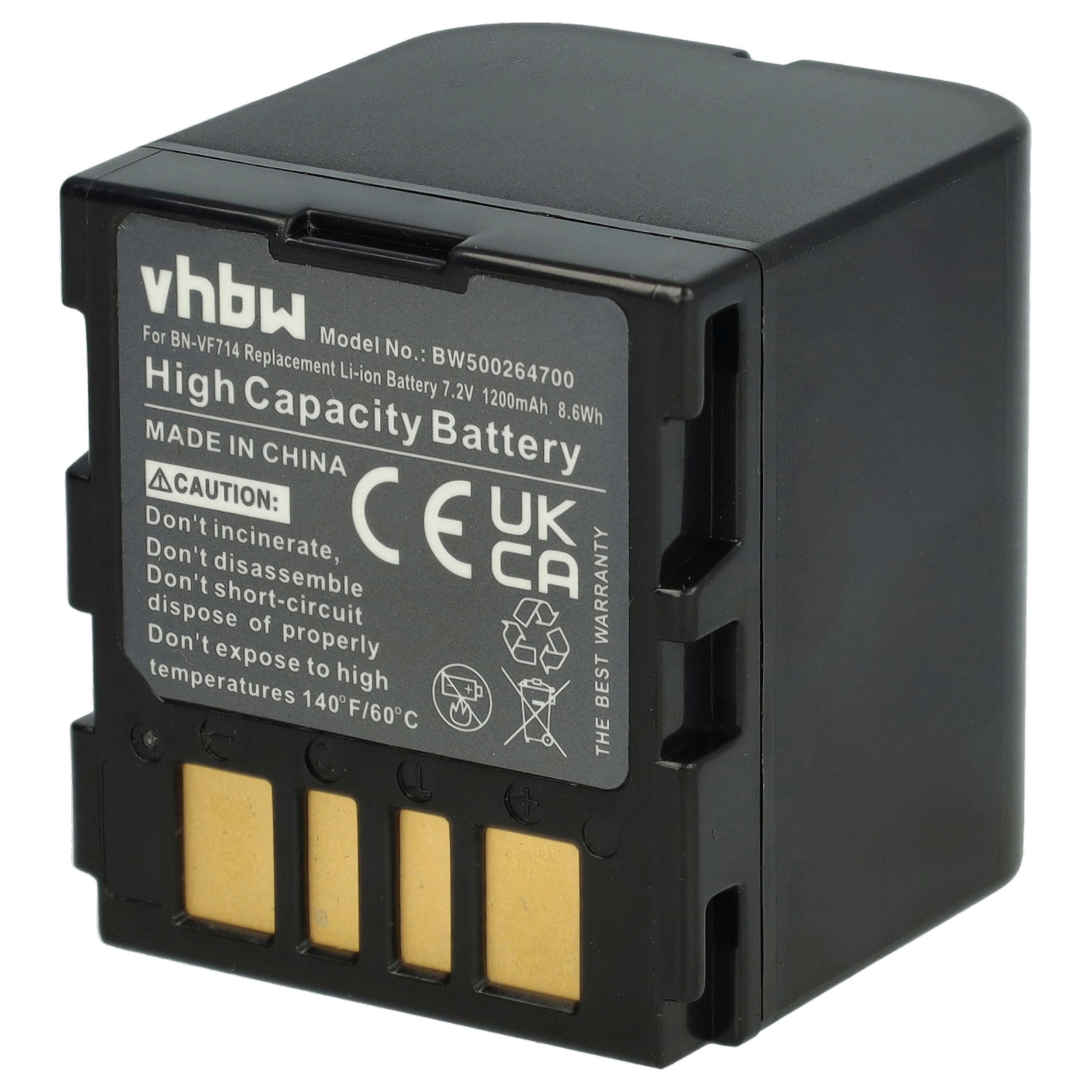 Videocamera 2x Battery replaces JVC BN-VF714, BN-VF707, BN-VF707U, BN-VF733, BN-VF714U - 1200 mAh 7.2 V Li-Ion