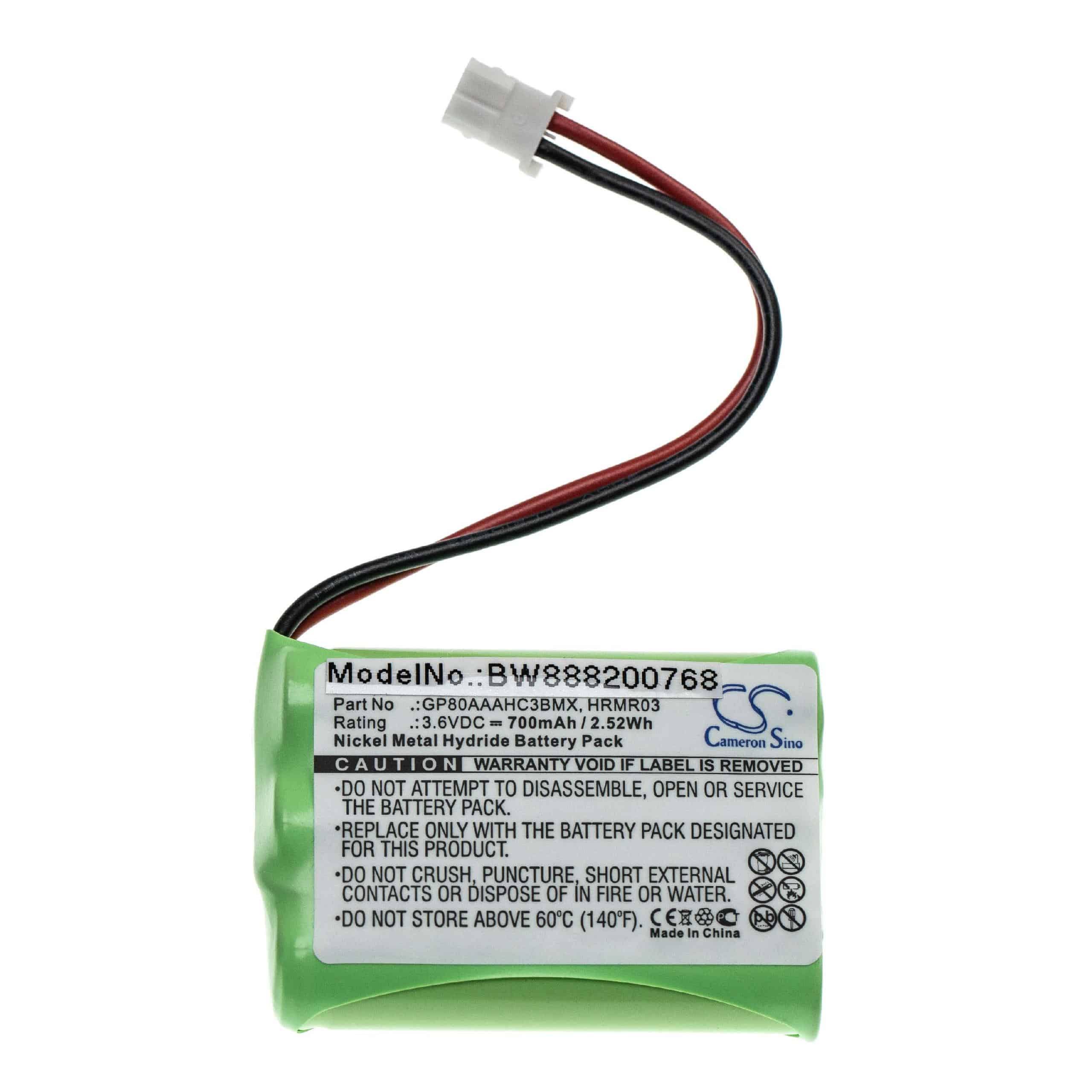 Baby Monitor Battery Replacement for Motorola HRMR03, GP80AAAHC3BMX - 700mAh 3.6V NiMH