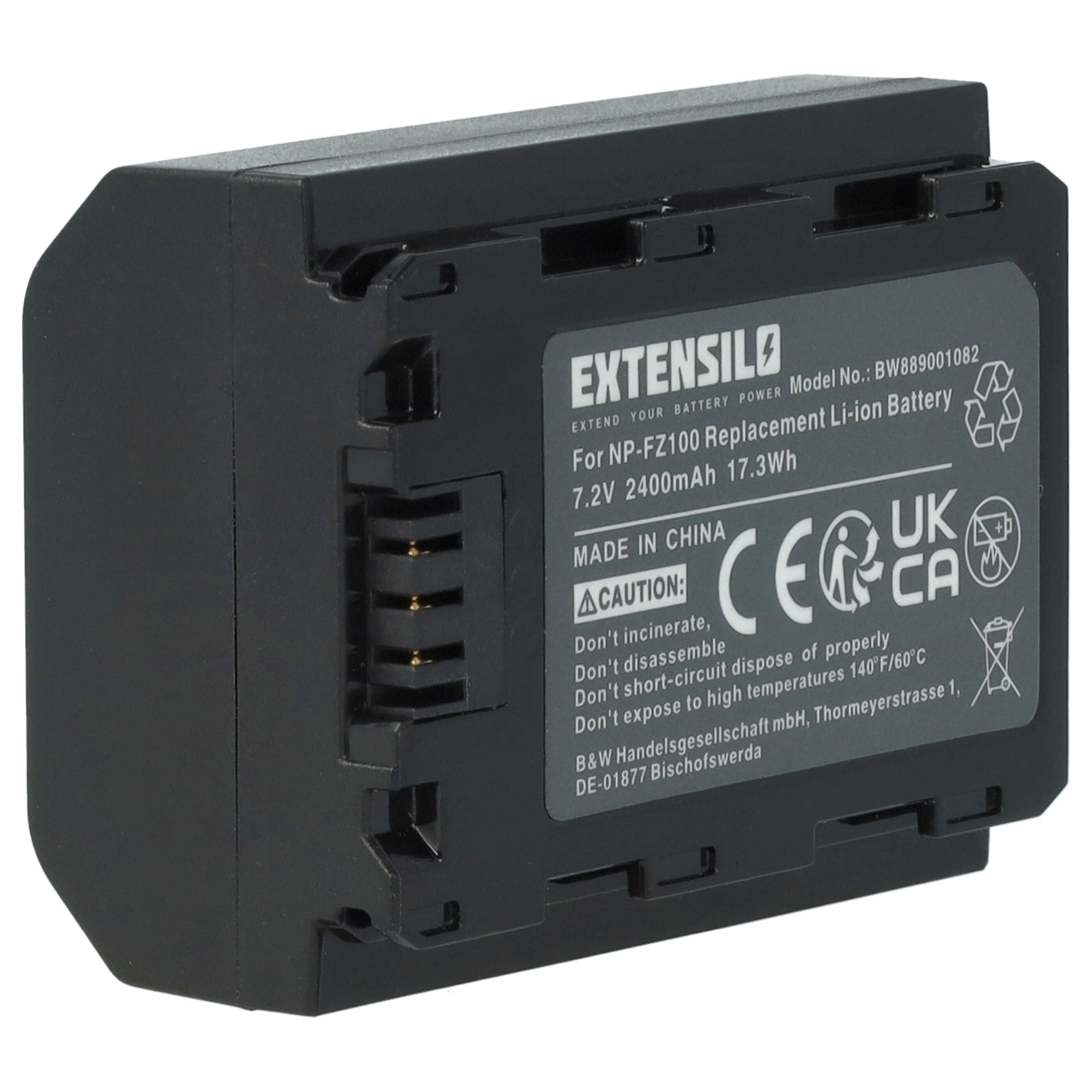 Battery replaces Sony NP-FZ100 - 2400mAh, 7.2V, Li-Ion