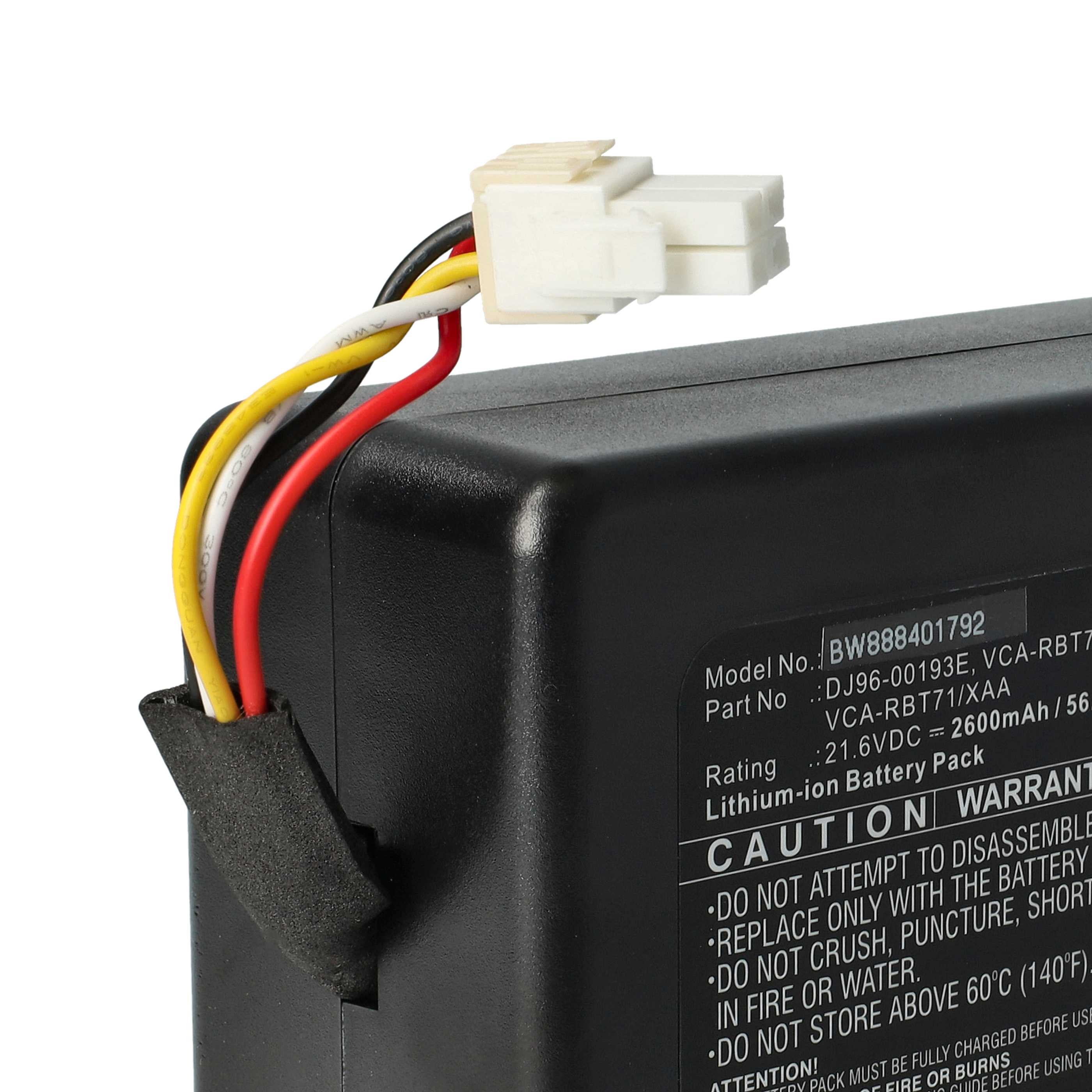 Batterie remplace Samsung DJ96-00202A, DJ96-00193E, DJ96-00193C pour robot aspirateur - 2600mAh 21,6V Li-ion
