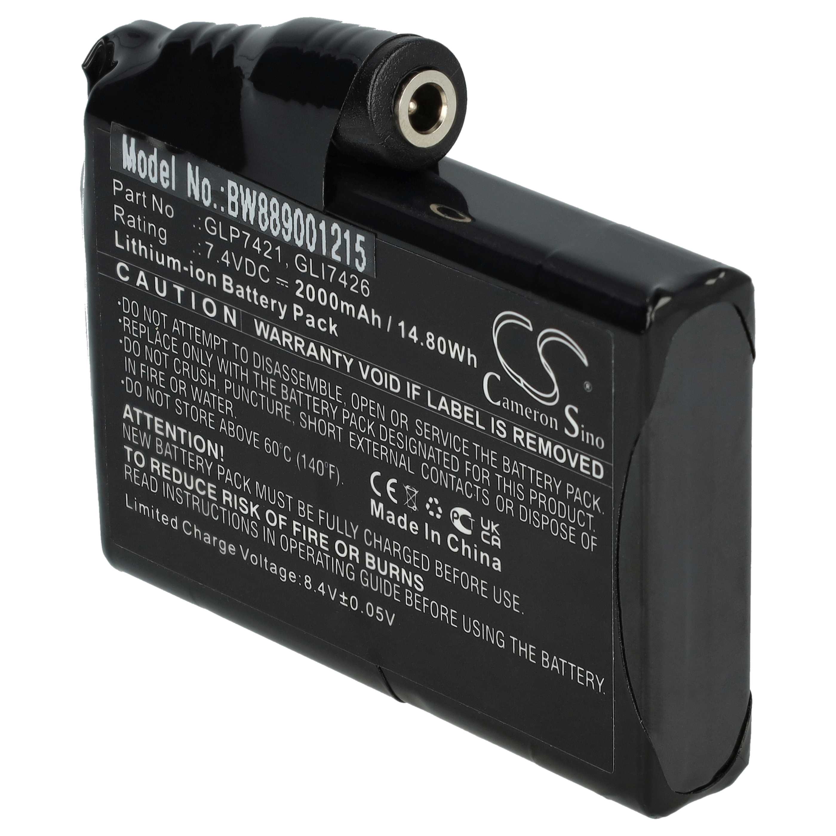 Heated Motor Bike Gloves 4x Battery replaces Glovii GLP7421, GLI7426 - 2000 mAh 7.4 V Li-Ion