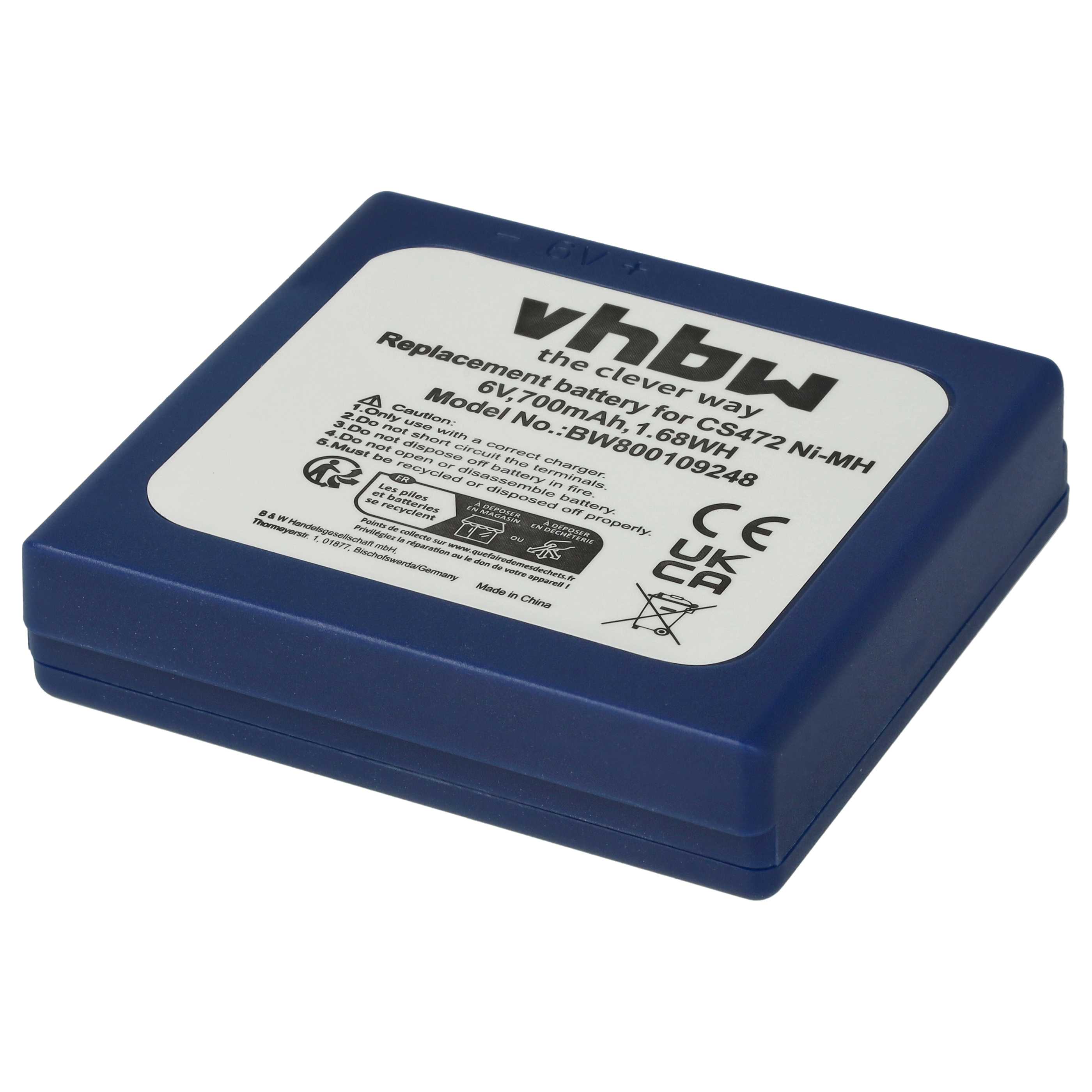 Radio Battery replaces HBC BA222060, BA222061, BA203060, FBFUB03, AF-FUB03M, KH68302500 - 700 mAh 6 V NiMH