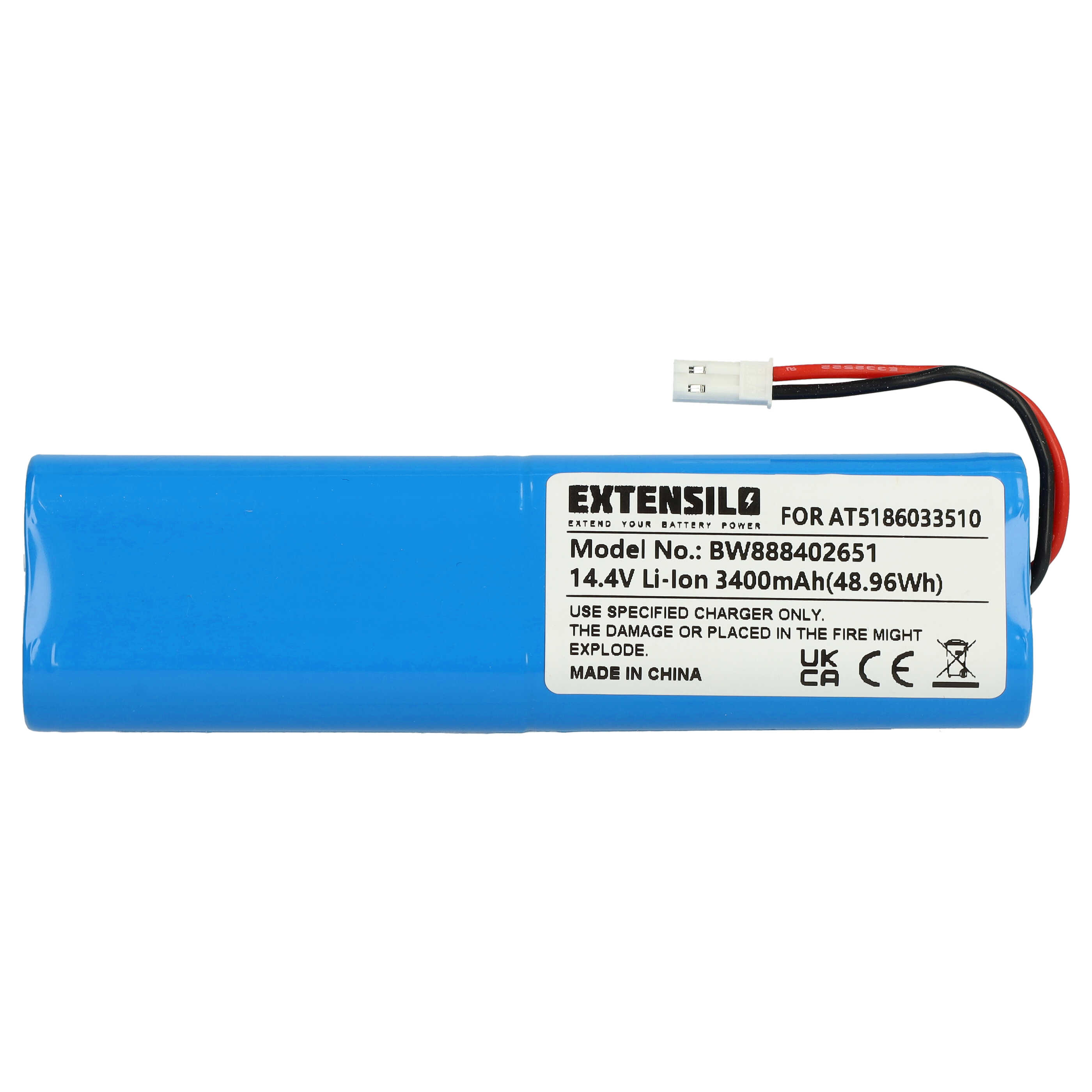 Batterie remplace Ariete AT5186033510 pour robot aspirateur - 3400mAh 14,4V Li-ion