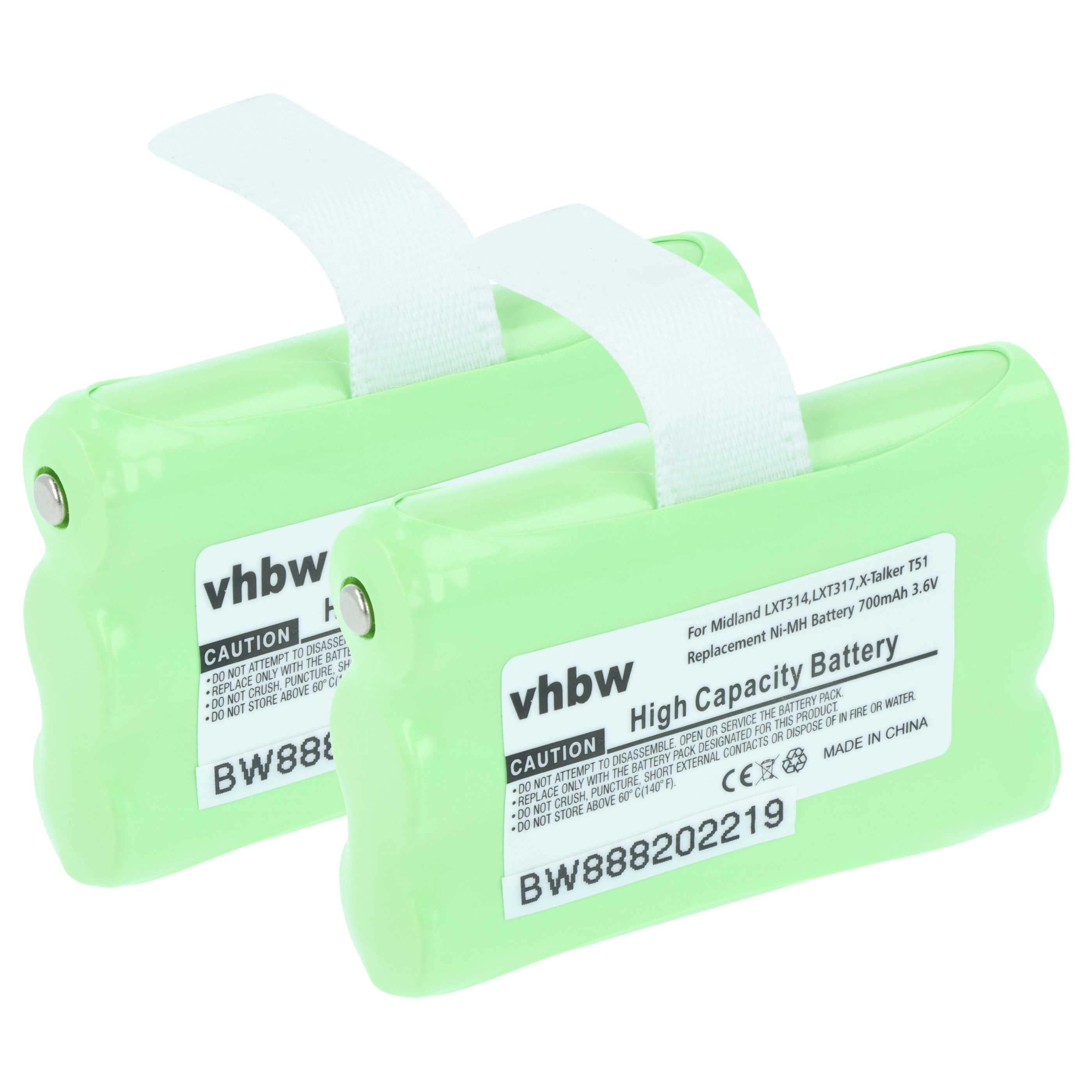Radio 2x Battery replaces Midland AVP14, BATT3R - 700 mAh 3.6 V NiMH